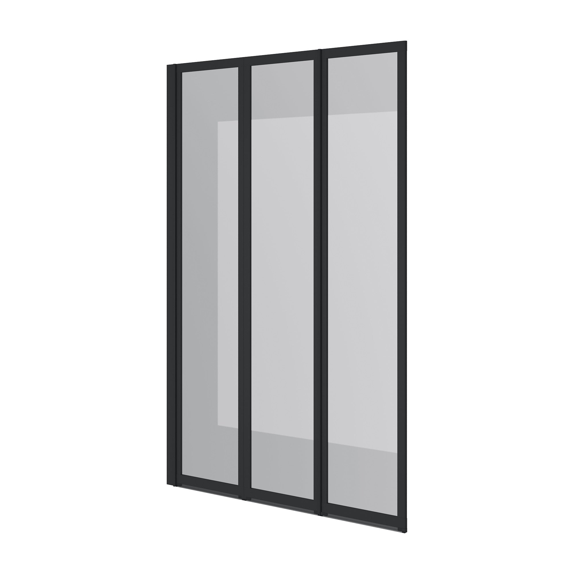 Vanová zástěna tříprvková Style 1000×1500 mm (levá), černá matná, sklo 4 mm clear