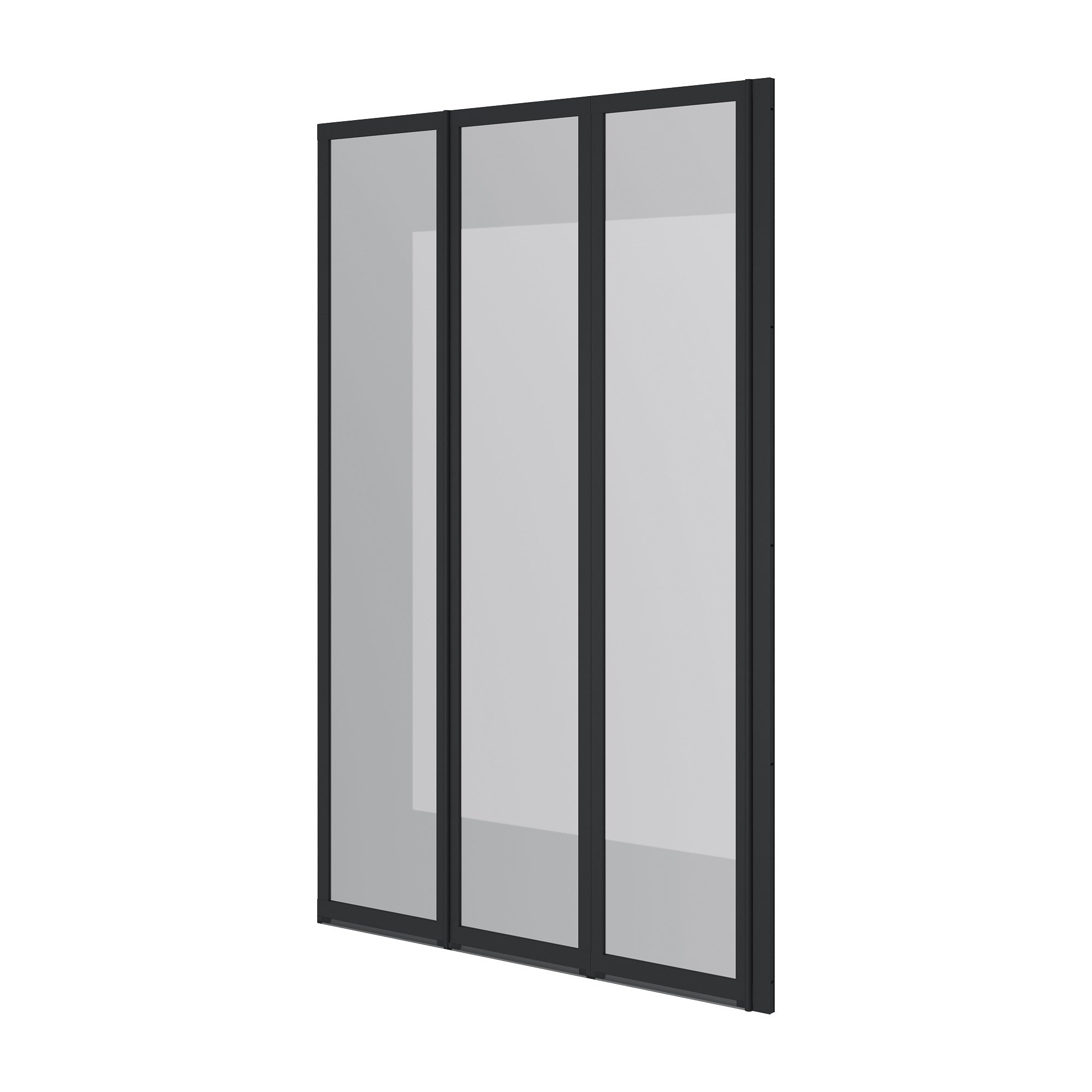 Vanová zástěna tříprvková Style 1000×1500 mm (pravá), černá matná, sklo 4 mm clear