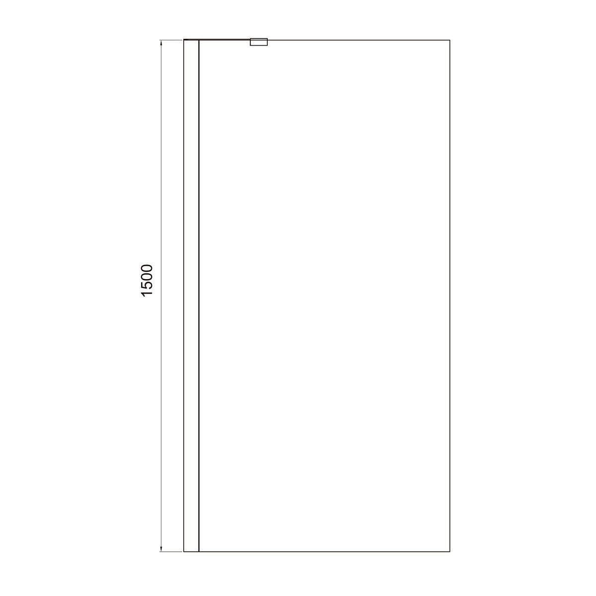 Proxima single-piece bath screen, 800x1500mm, black matt, 8mm clear glass