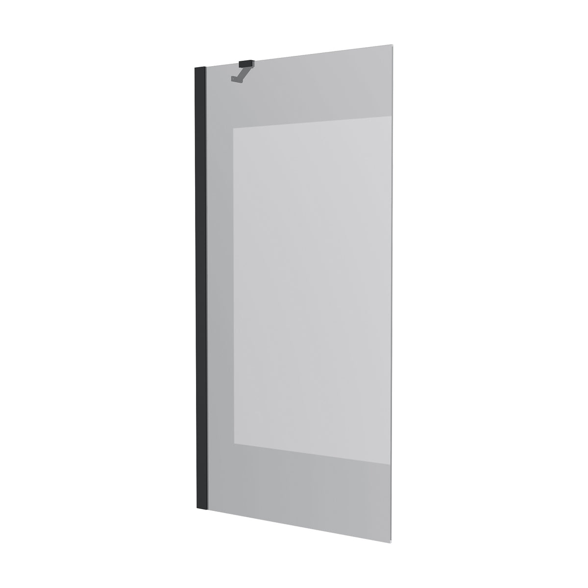 Proxima single-piece bath screen, 800x1500mm, black matt, 8mm clear glass
