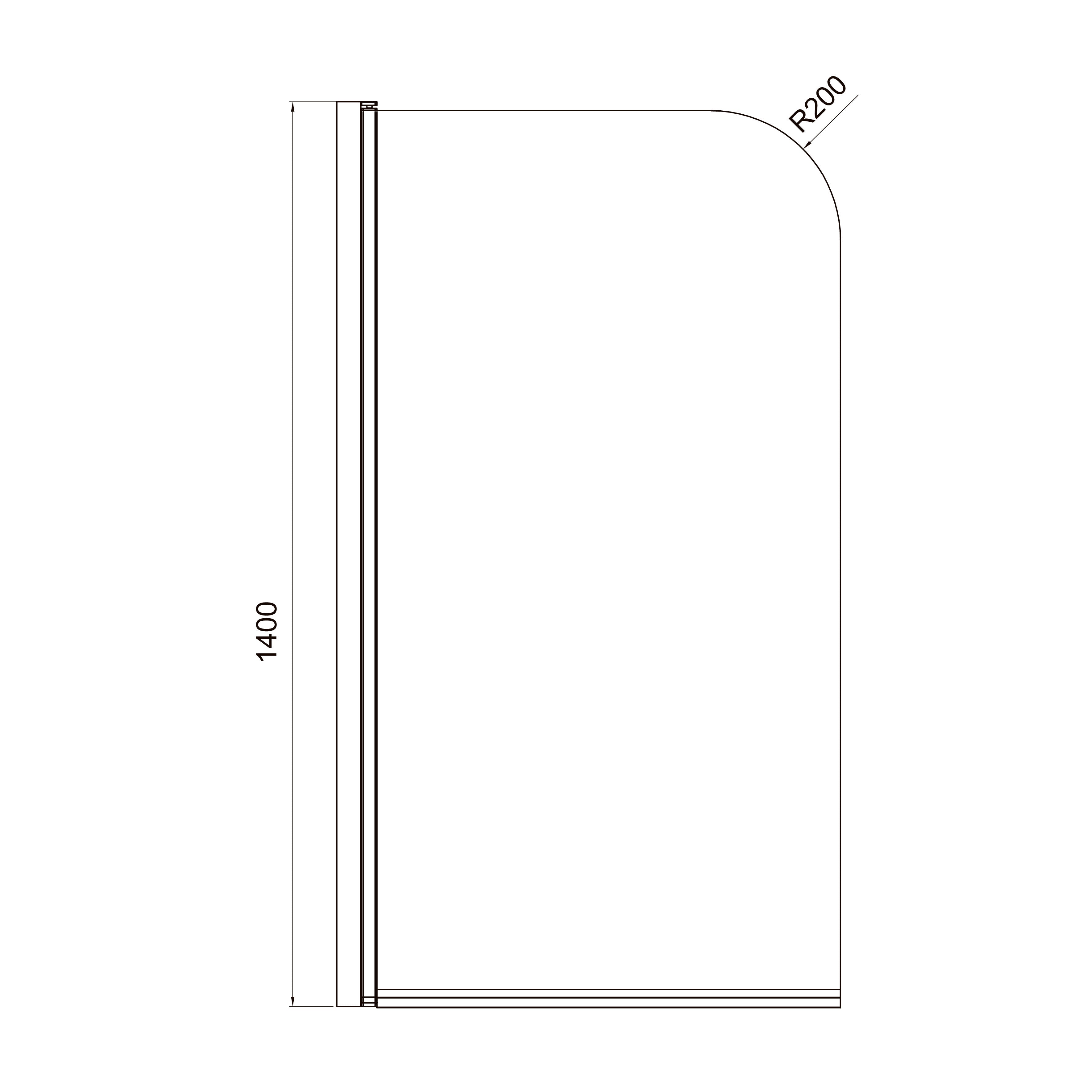 Dakota Mampara de bañera de un solo panel 800×1400 mm, negro mate, cristal europe grey de 6 mm