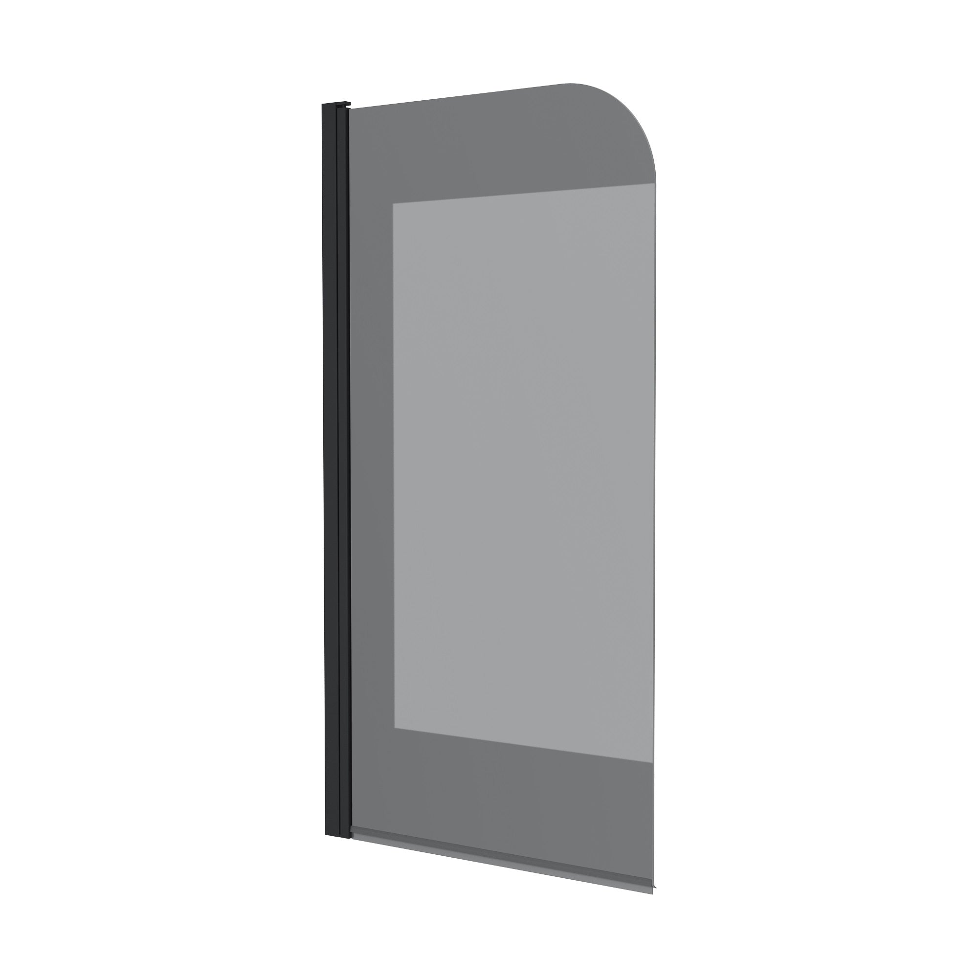 Dakota Mampara de bañera de un solo panel 800×1400 mm, negro mate, cristal europe grey de 6 mm