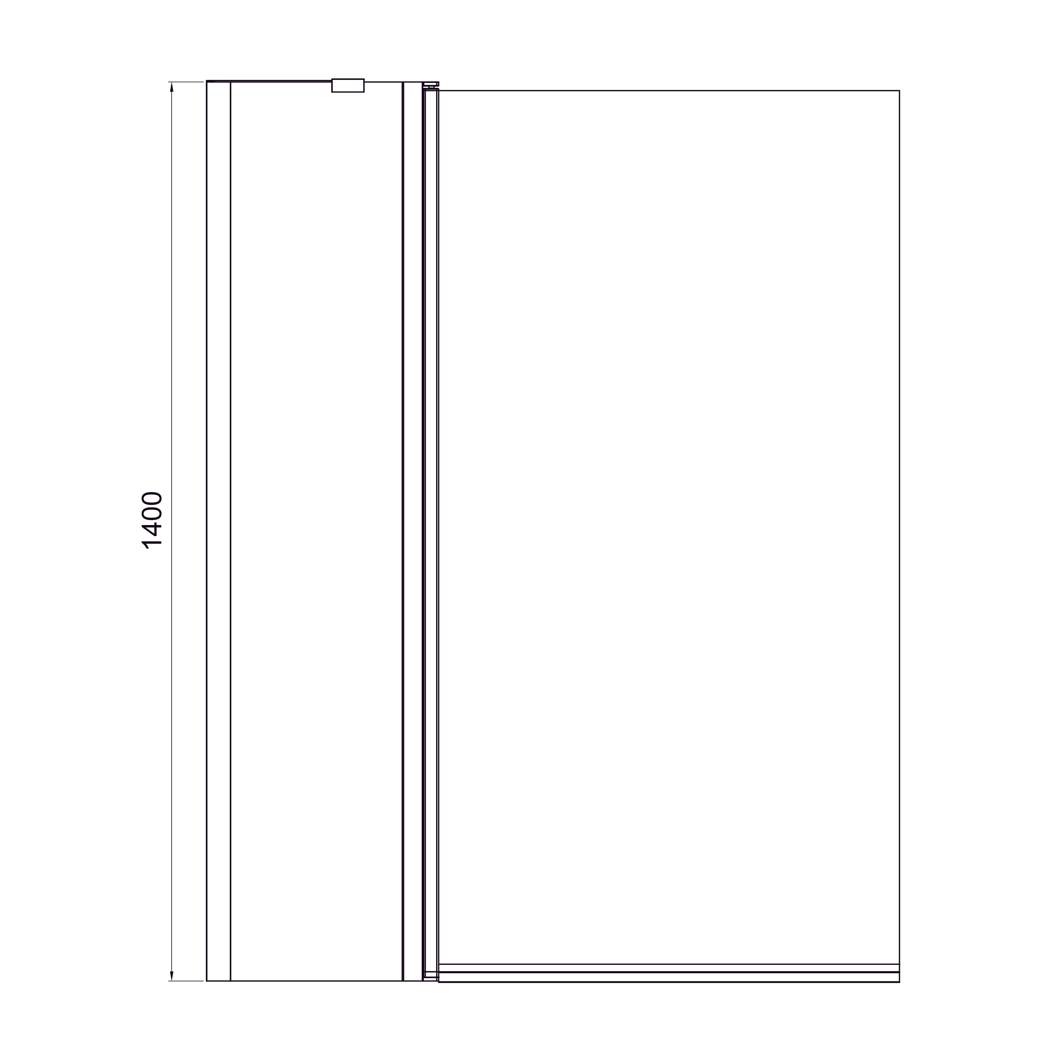 Dakota two-piece bath screen, 1100x1400mm, chrome, 6mm clear glass