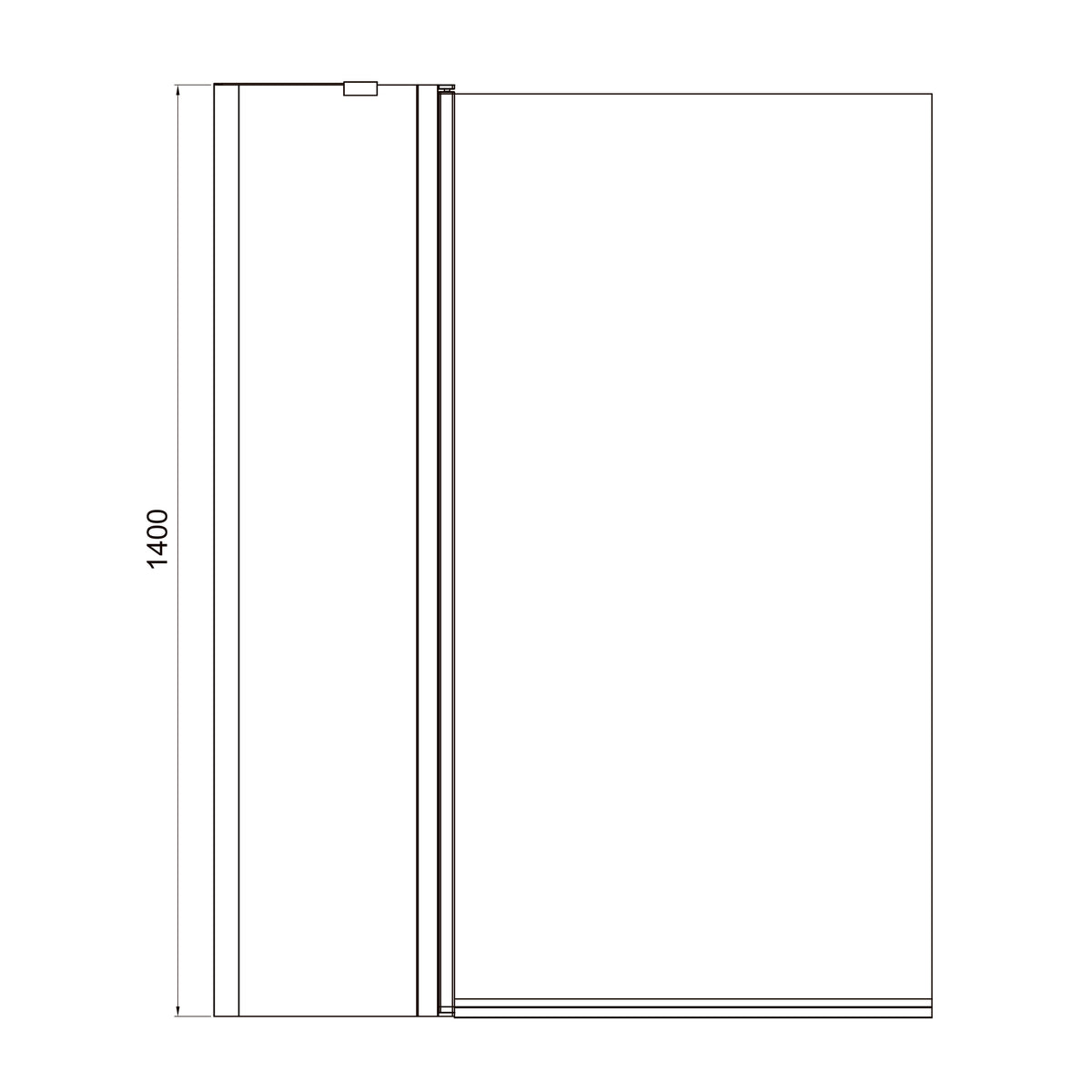 Dakota Mampara de bañera de dos elementos 1100×1400 mm, negro mate, cristal clear de 6 mm
