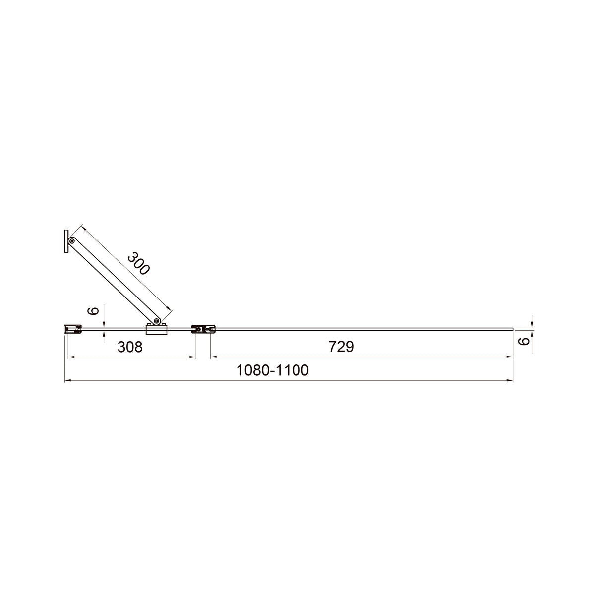 Dakota two-piece bath screen, 1100x1400mm, chrome, 6mm clear glass