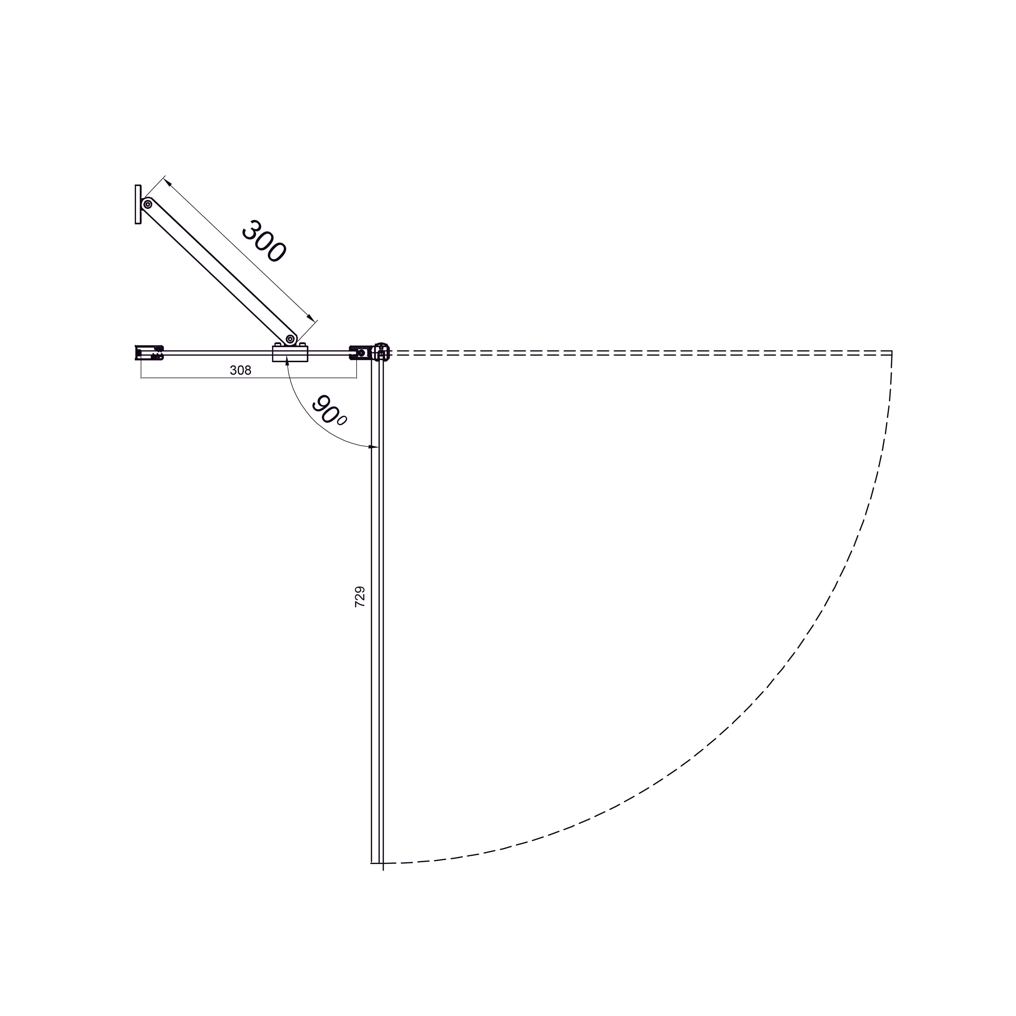 Шторка на ванну двоелементна Dakota 1100х1400мм black matt, скло 6мм clear