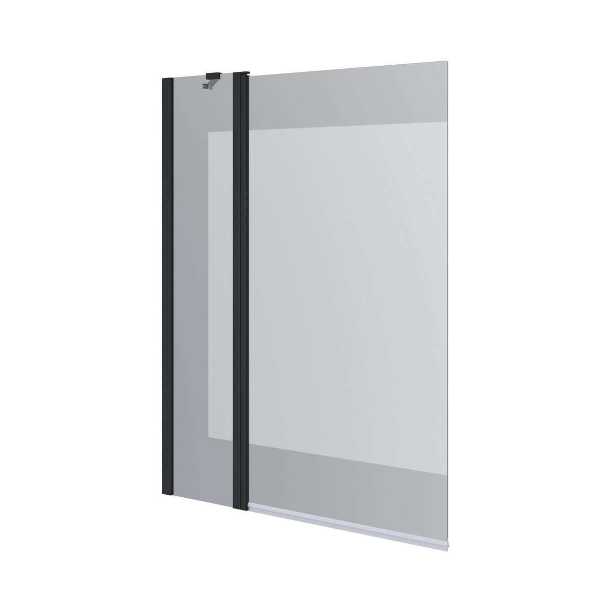 Dakota Mampara de bañera de dos elementos 1100×1400 mm, negro mate, cristal clear de 6 mm