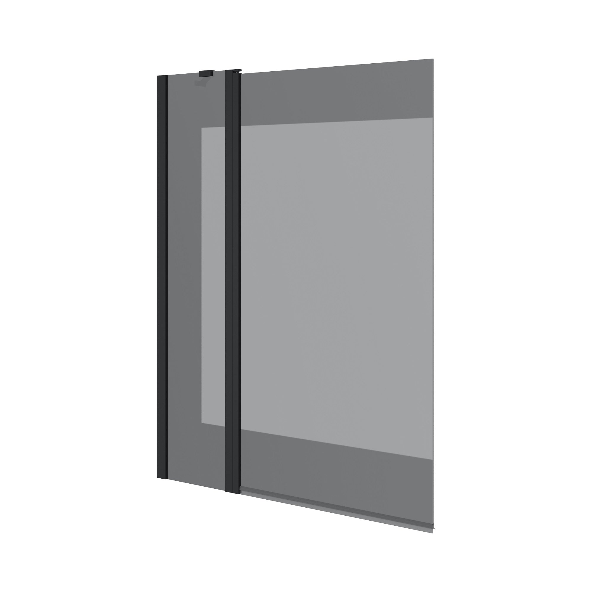 Dakota Mampara de bañera de dos elementos 1100×1400 mm, negro mate, cristal europe grey de 6 mm