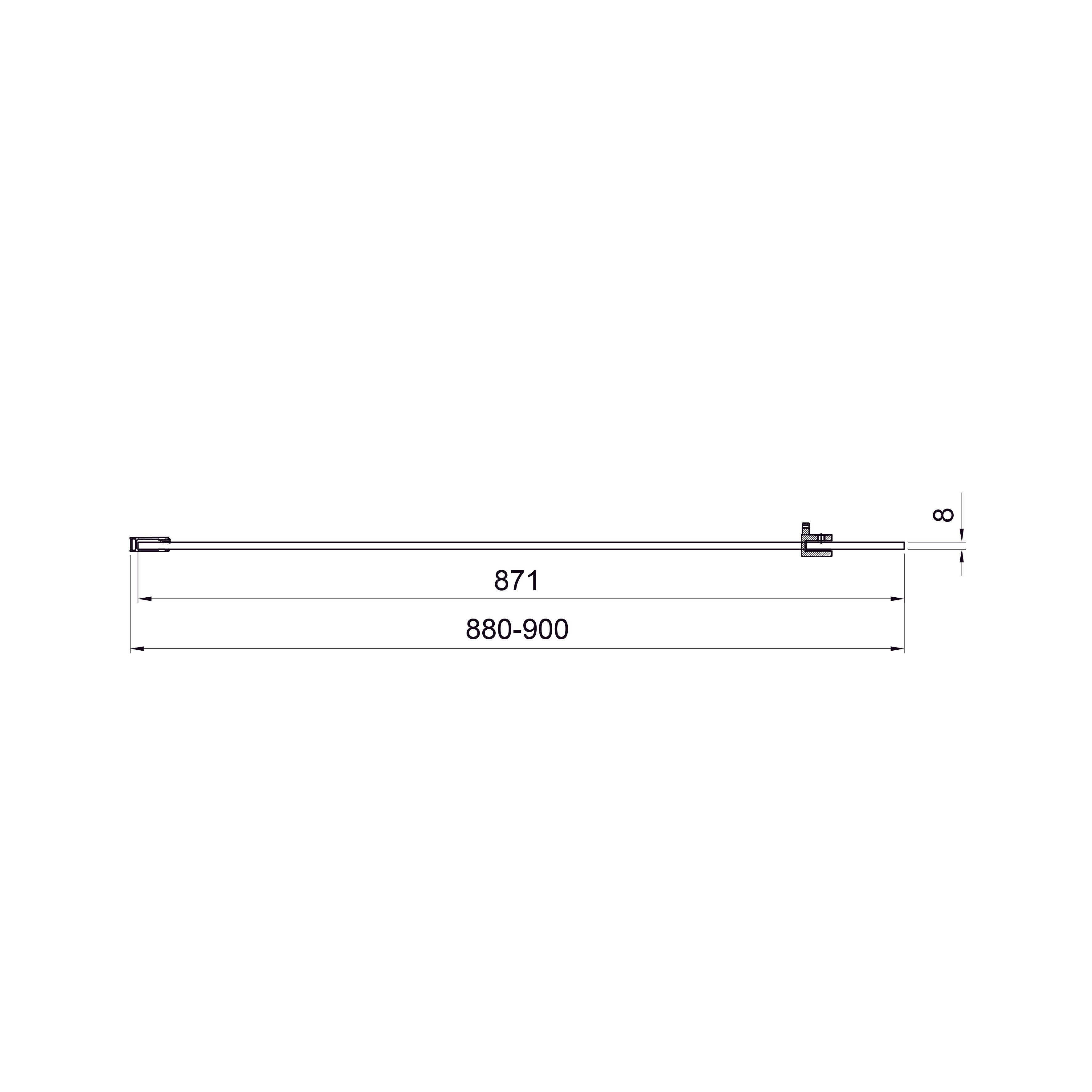 Walk-IN Fixed panel 1200x2000mm, chrome, 8mm clear glass