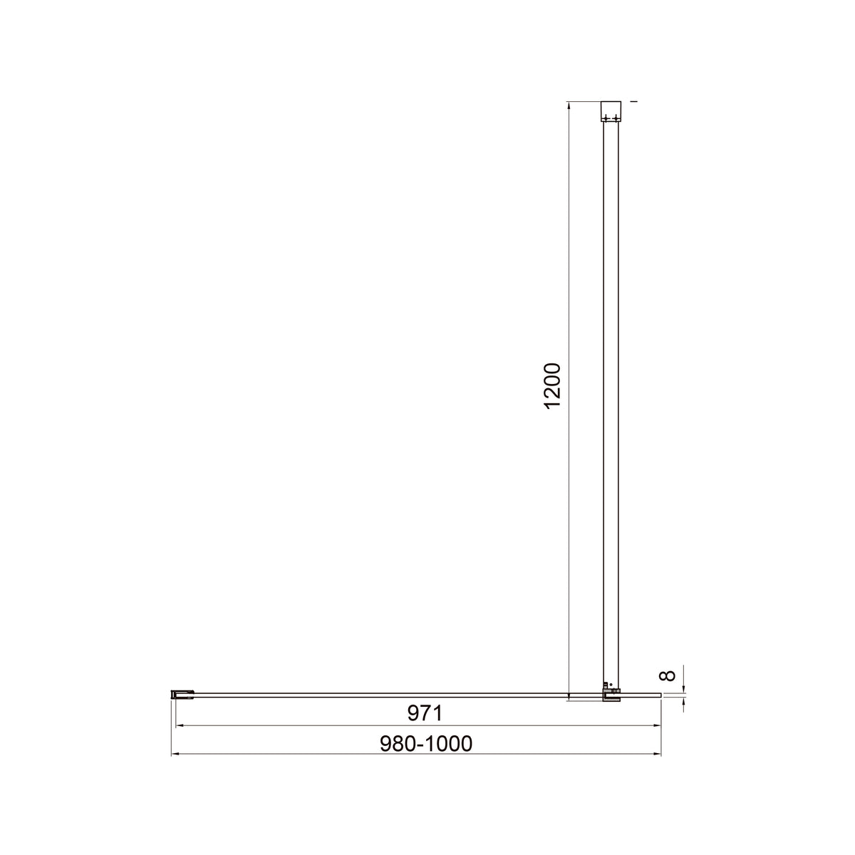 Pevná Walk-IN stěna 1000x2000mm chrom, sklo 8mm clear