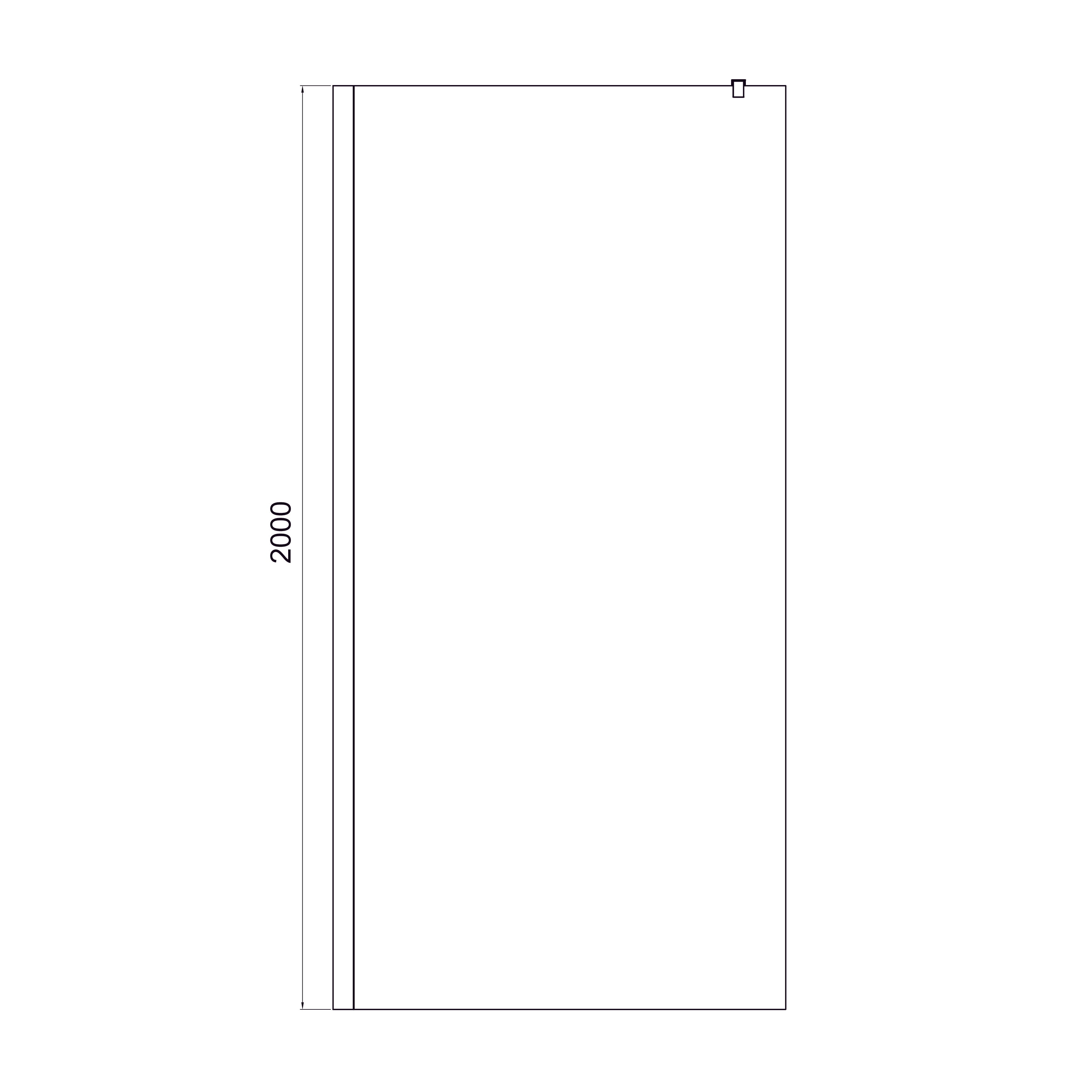 Walk-IN Fixed panel 1000x2000mm, chrome, 8mm clear glass
