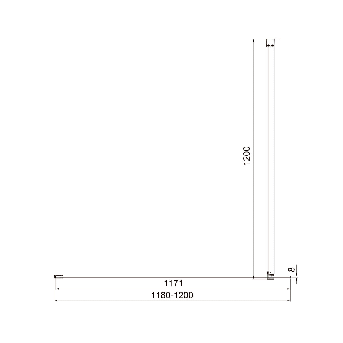 Pevná Walk-IN stěna 1200x2000mm chrom, sklo 8mm clear