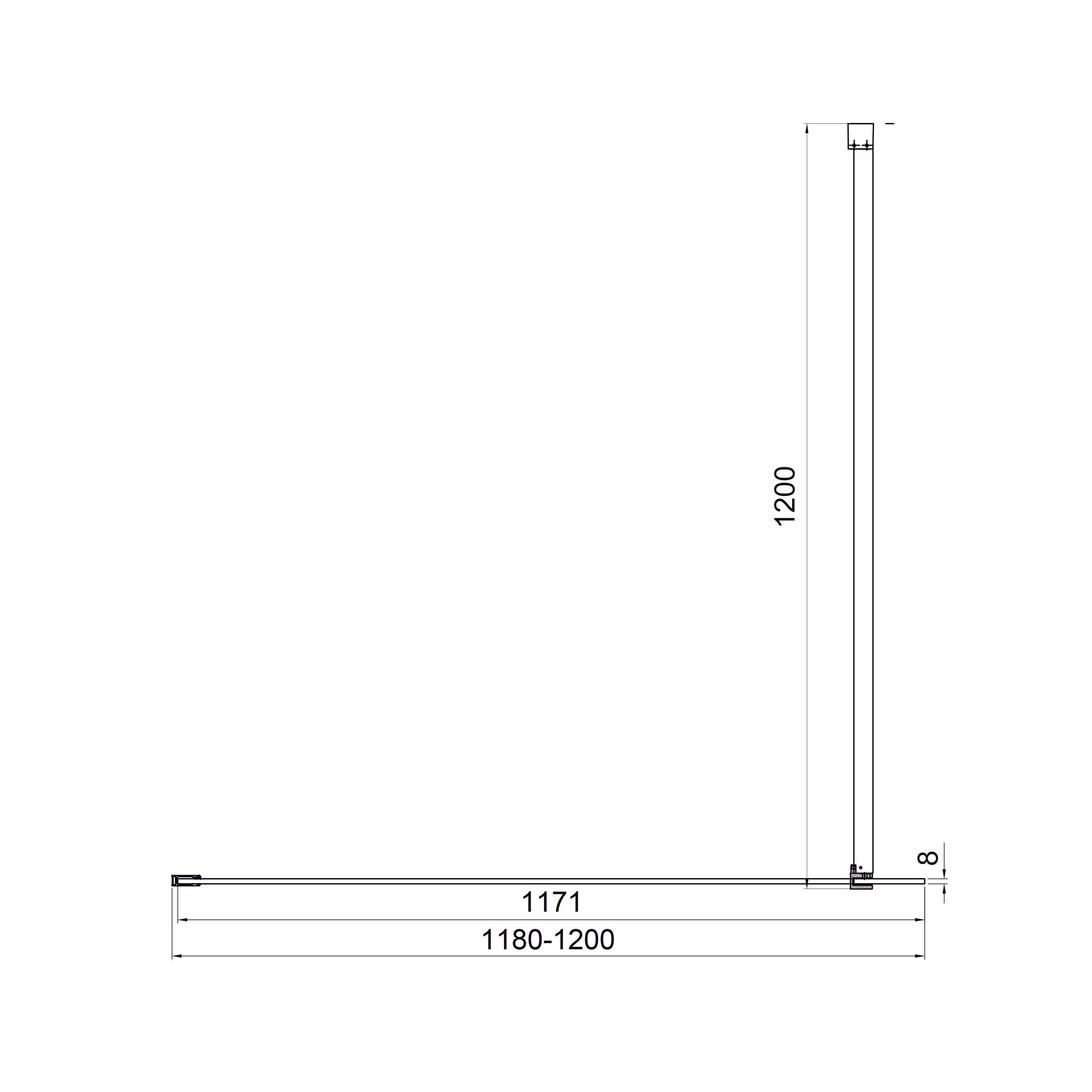 Walk-IN Fixed panel 1200x2000mm, chrome, 8mm clear glass