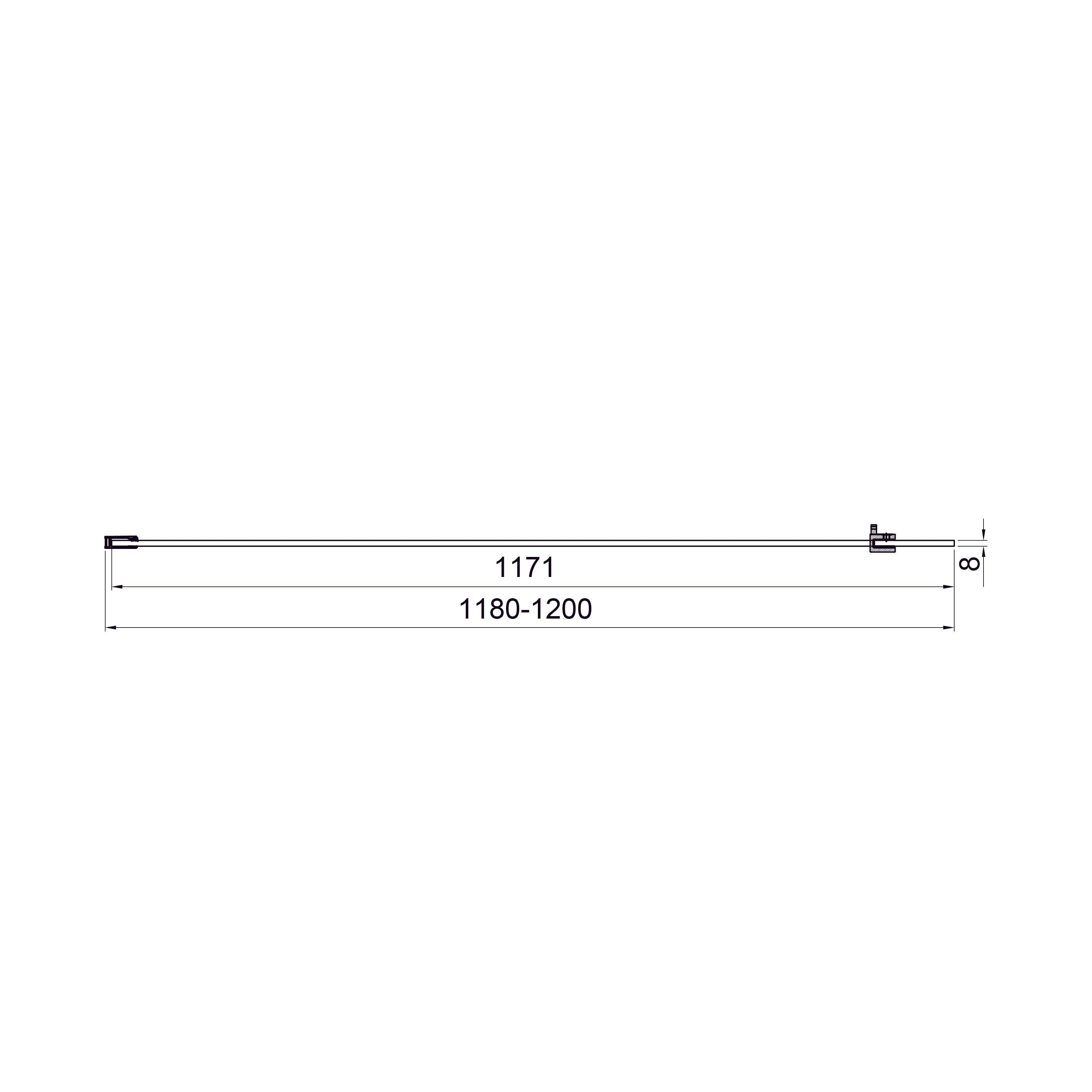 Walk-IN Fixed panel 1200x2000mm, chrome, 8mm clear glass