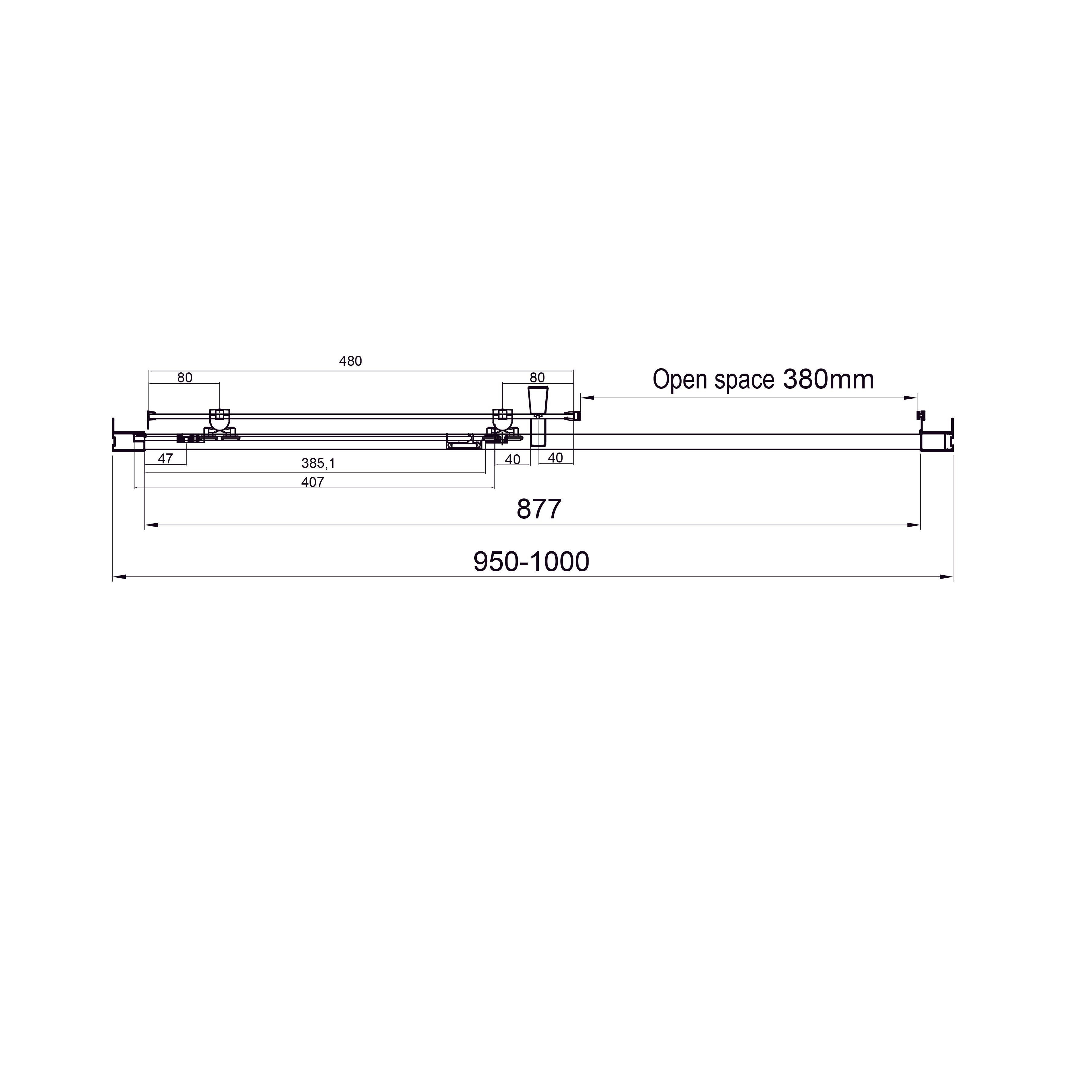 Dakota sliding shower doors, two-piece, 1000x1850mm, chrome, 5mm clear glass