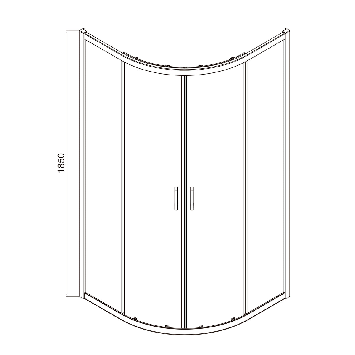 Dakota Cabina de ducha semicircular corredera 900×900×1850 mm, negro mate, cristal clear de 5 mm