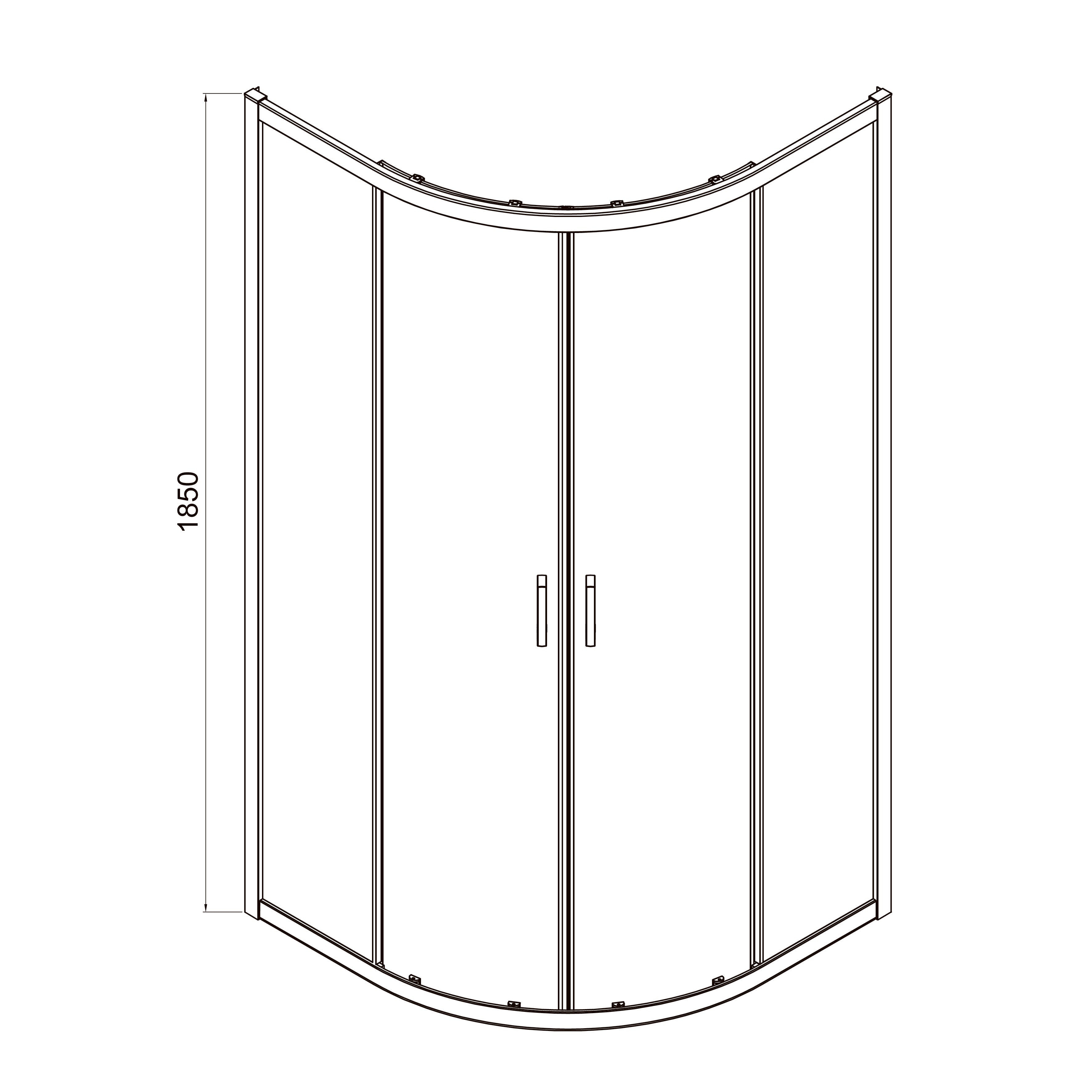 Dakota Schiebeduschkabine, halbrund, 900×900×1850 mm, Mattschwarz, Glas 5 mm Clear