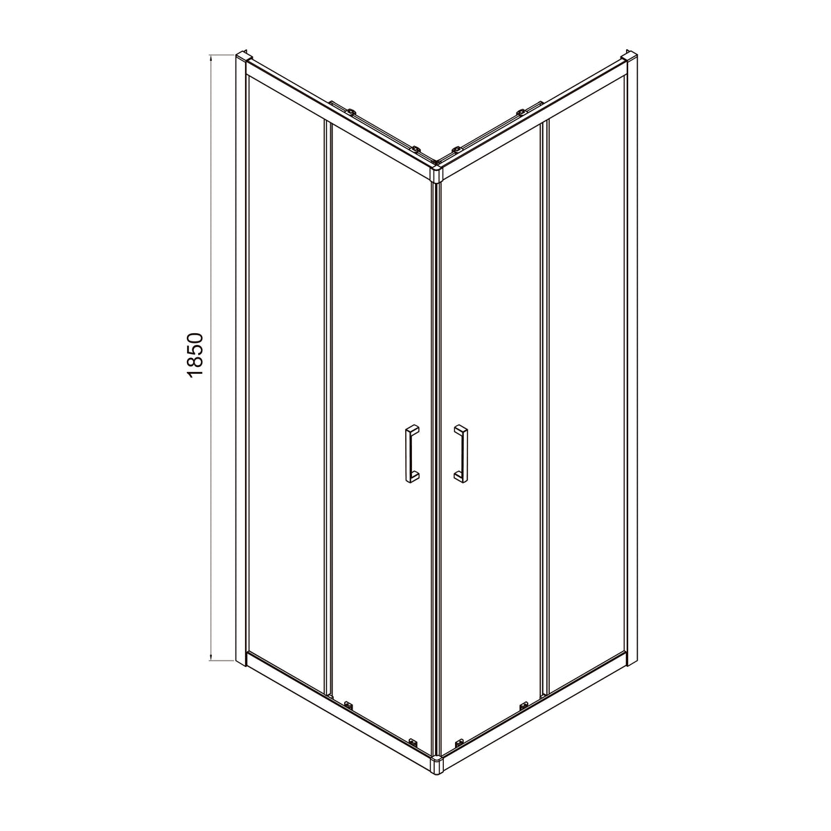 Dakota sprchový kout posuvný, čtvercový 900x900x1850mm, matně černý, sklo 5mm clear