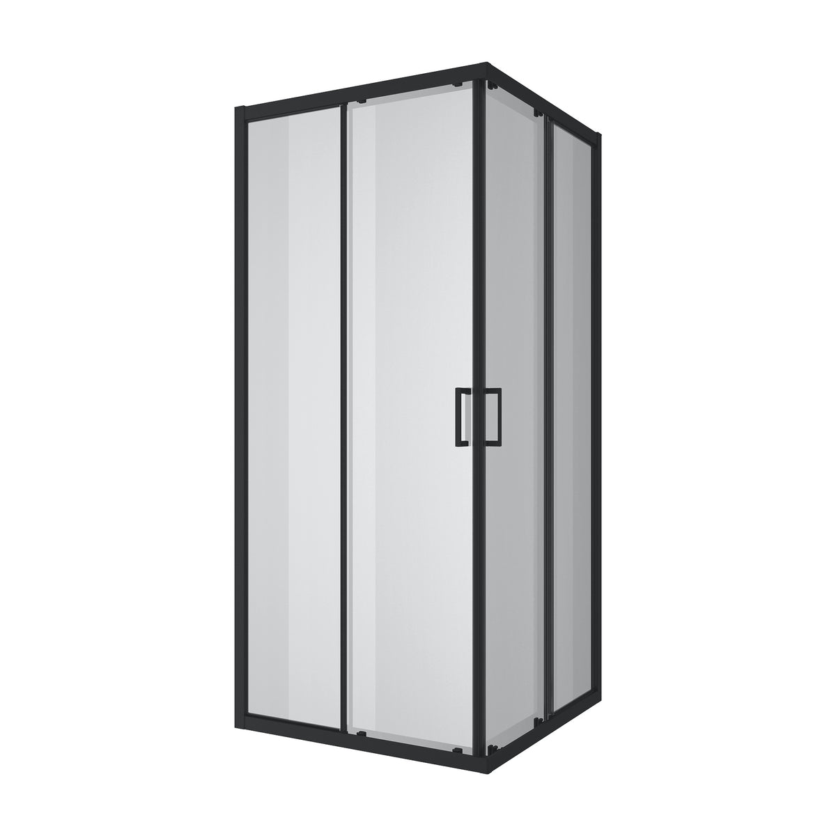 Dakota Cabina de ducha cuadrada corredera 900×900×1850 mm, negro mate, cristal clear de 5 mm