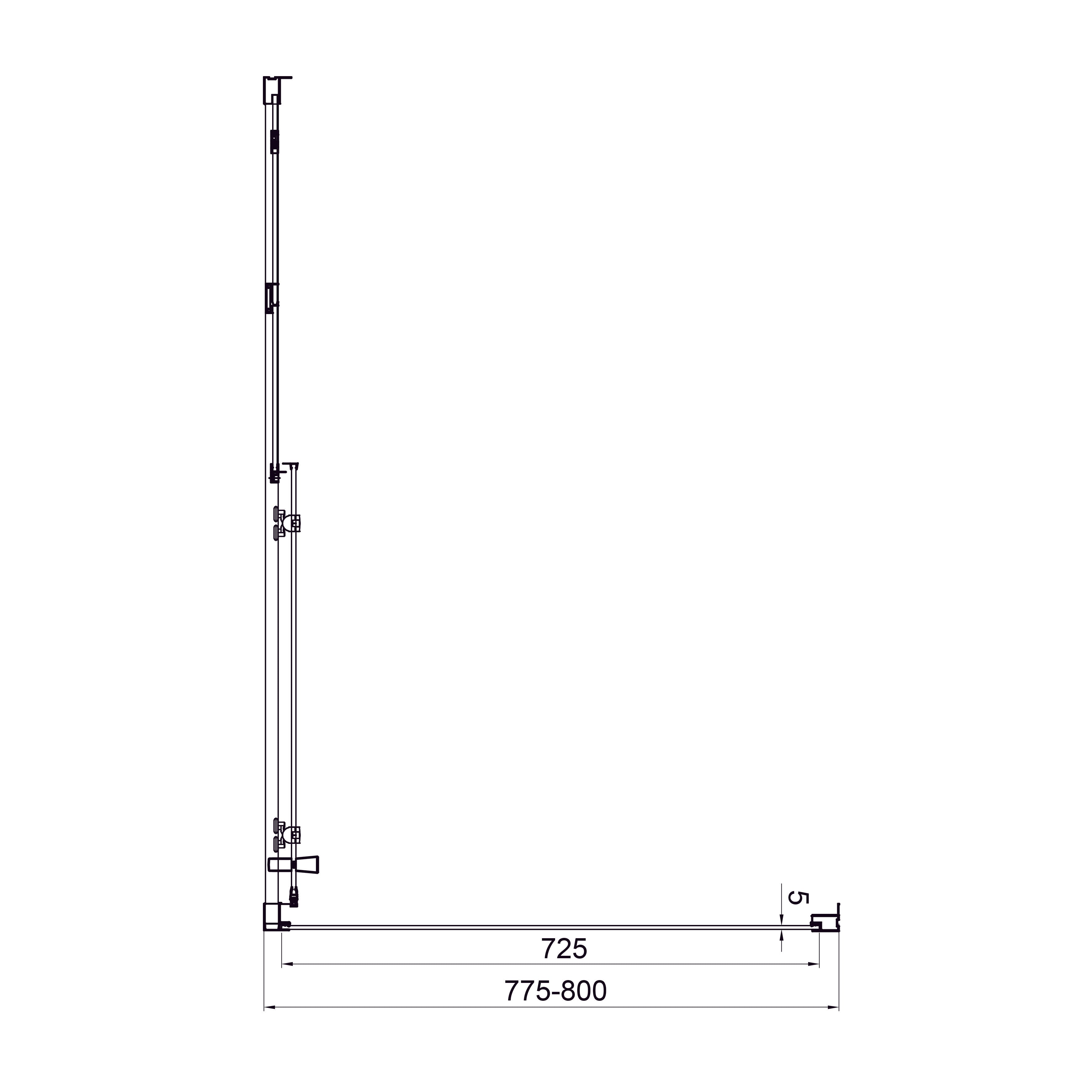 Dakota Fixed side panel, 900x1850mm, chrome, 5mm grape glass