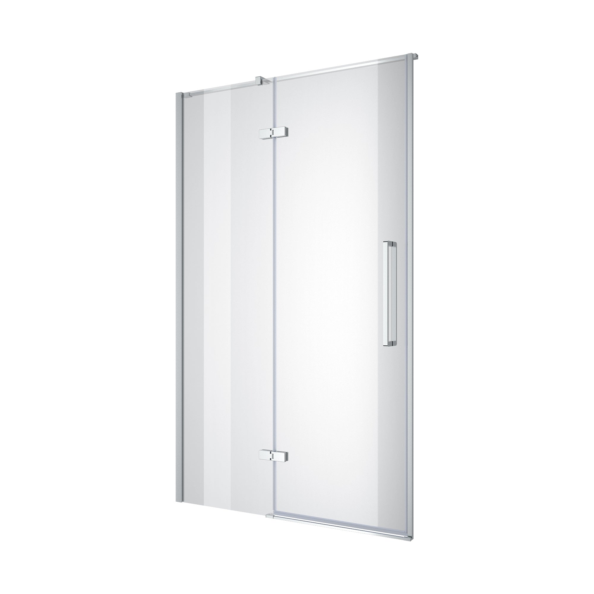 Cube Duschtür, Öffnung, zweiteilig, profillos, 900×1950 mm, Chrom, 6 mm Clear Glas