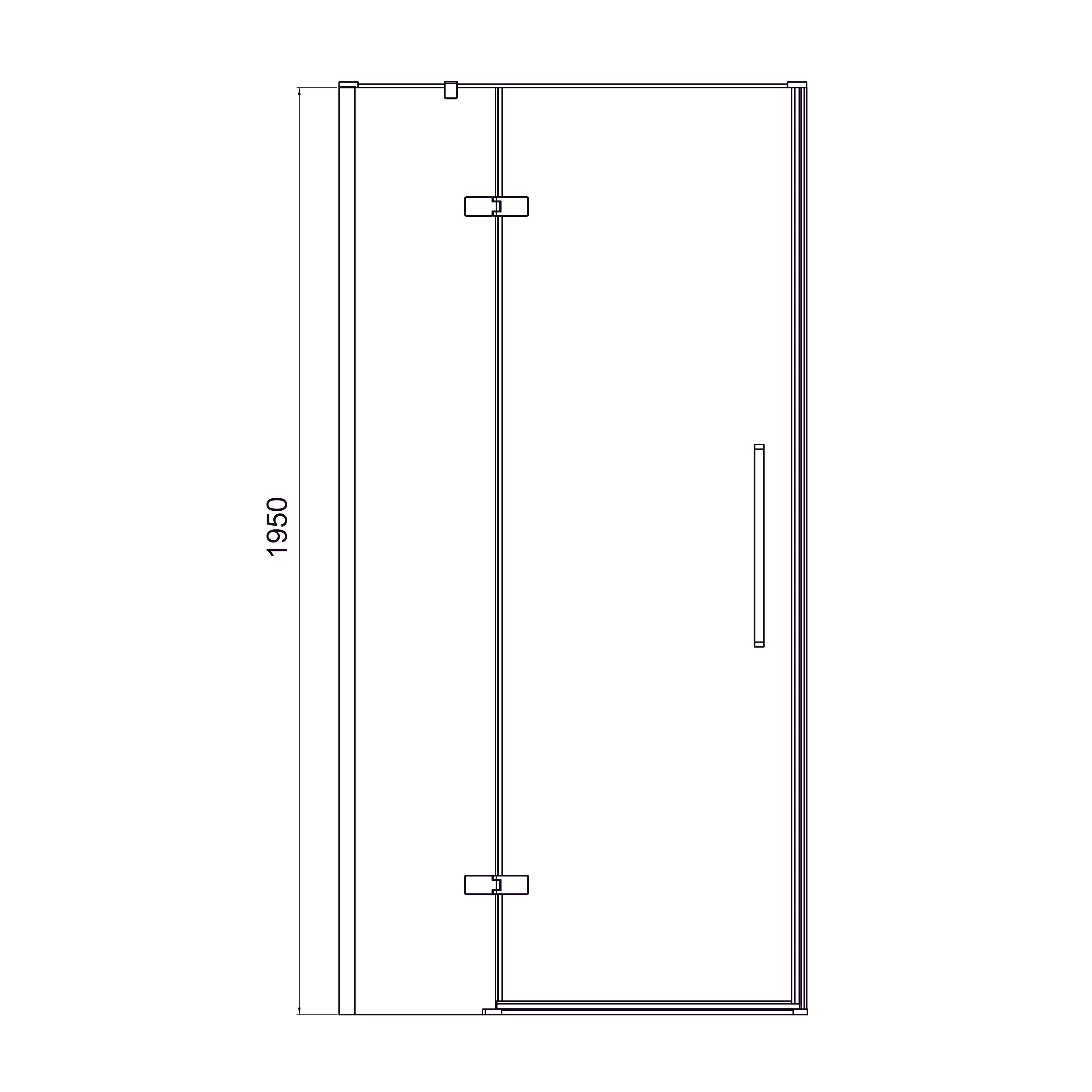 Sprchové dveře otevírací, dvoudílné, bezprofilové Cube 1000x1950mm, black mattt, sklo 6mm clear