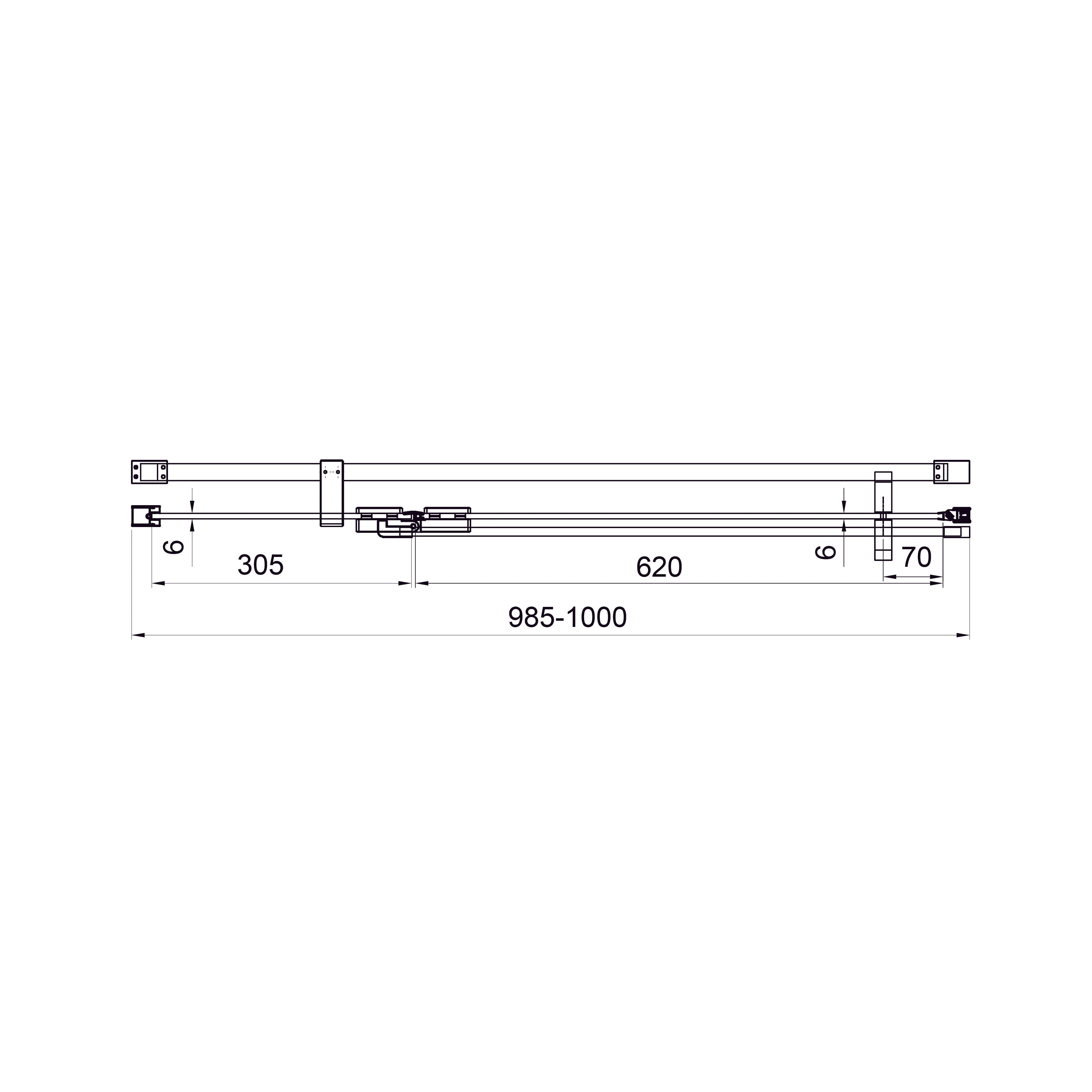 Cube Drehtüren, zweiteilig, profilfrei, 1000×1950 mm, Chrom, Glas 6 mm Clear