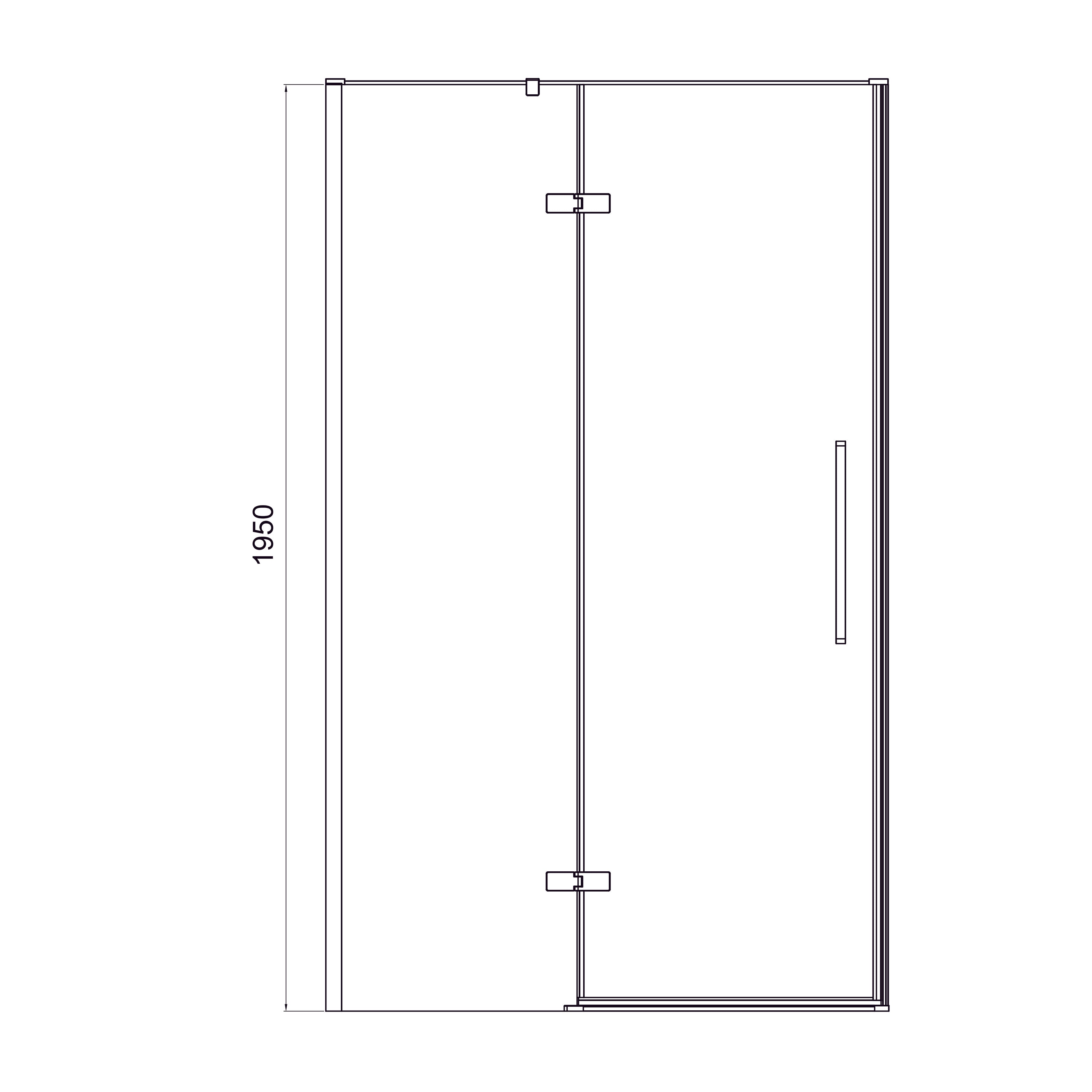 Sprchové dveře otevírací, dvoudílné, bezprofilové Cube 1200×1950 mm, černá matná, sklo 6 mm clear