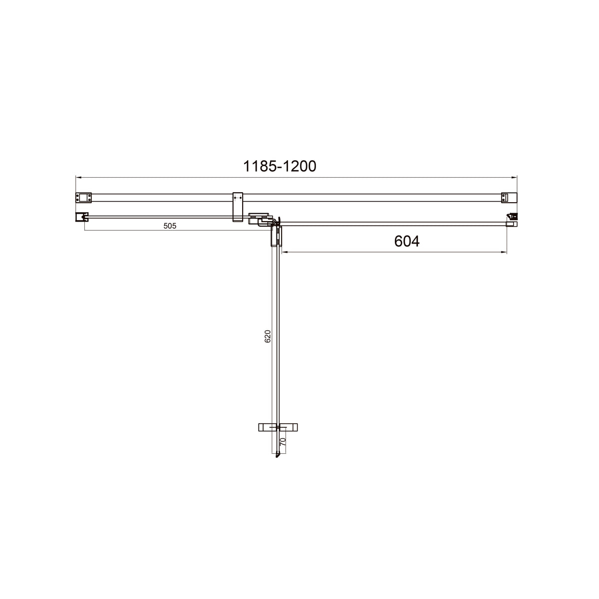 Cube hinged shower doors, two-piece, frameless, 1200x1950mm, black matt, 6mm clear glass