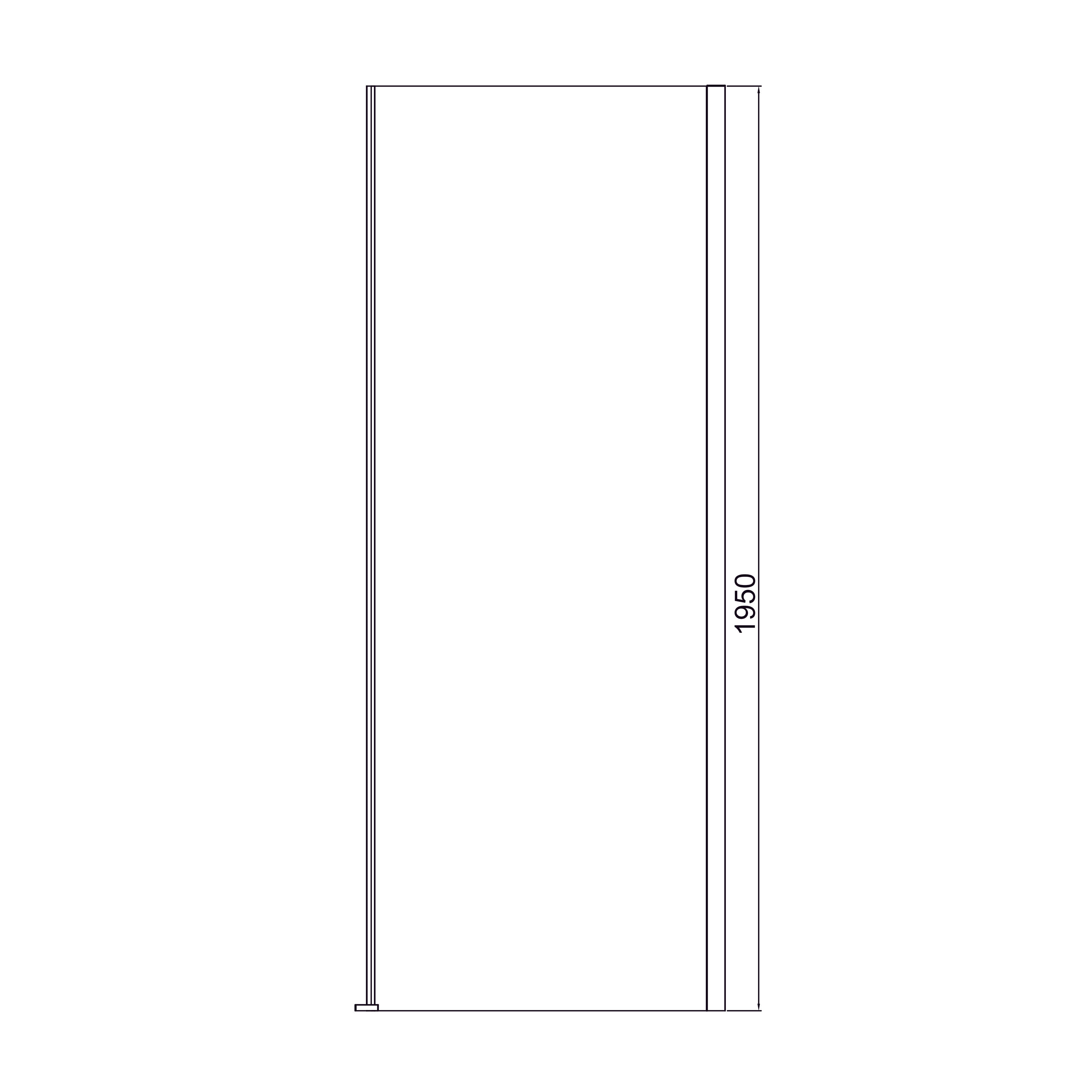 Cube Fixed side panel, frameless, 900x1950mm, black matt, 6mm clear glass