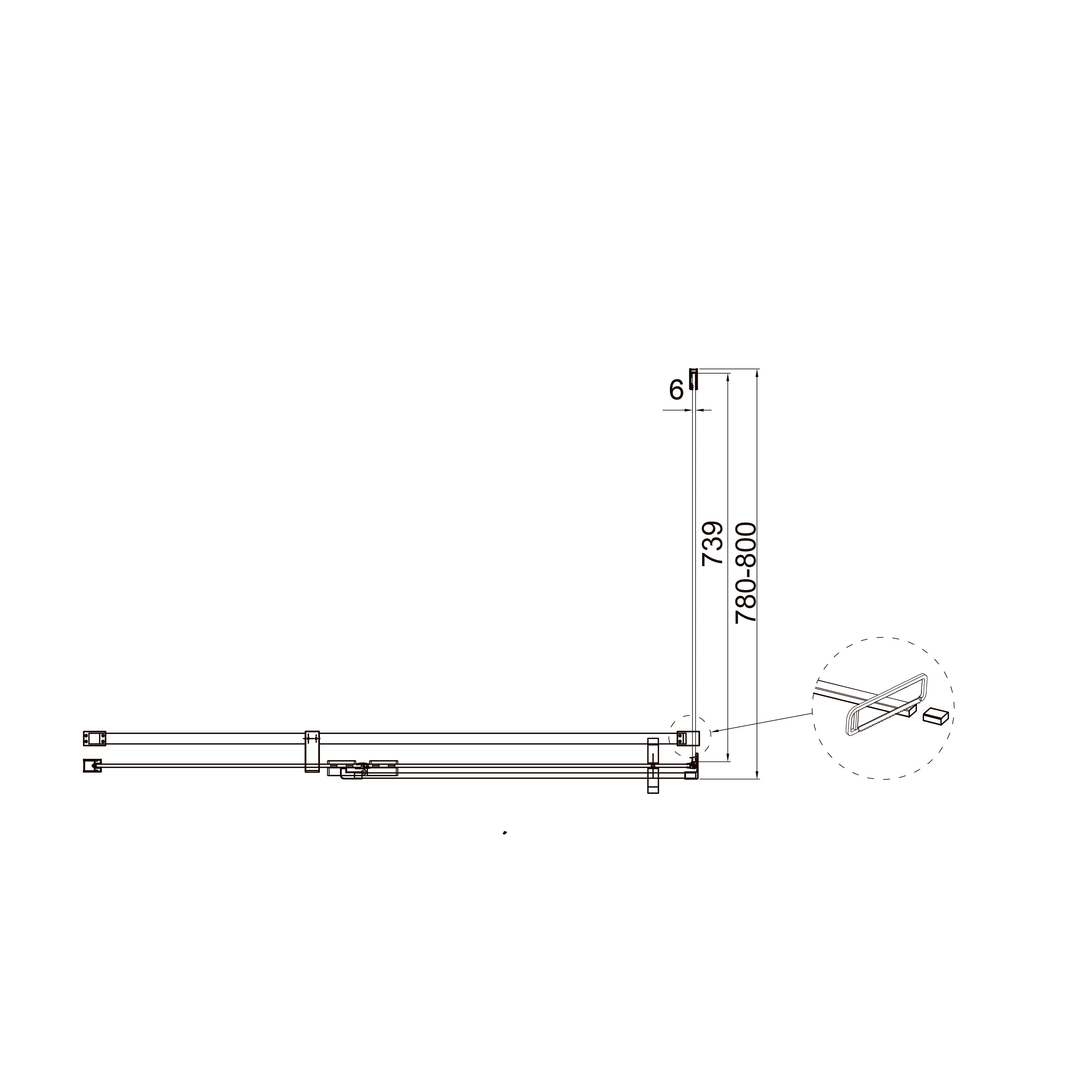 Cube Seitenwand, profilfrei, 800×1950 mm, Chrom, Glas 6 mm Clear