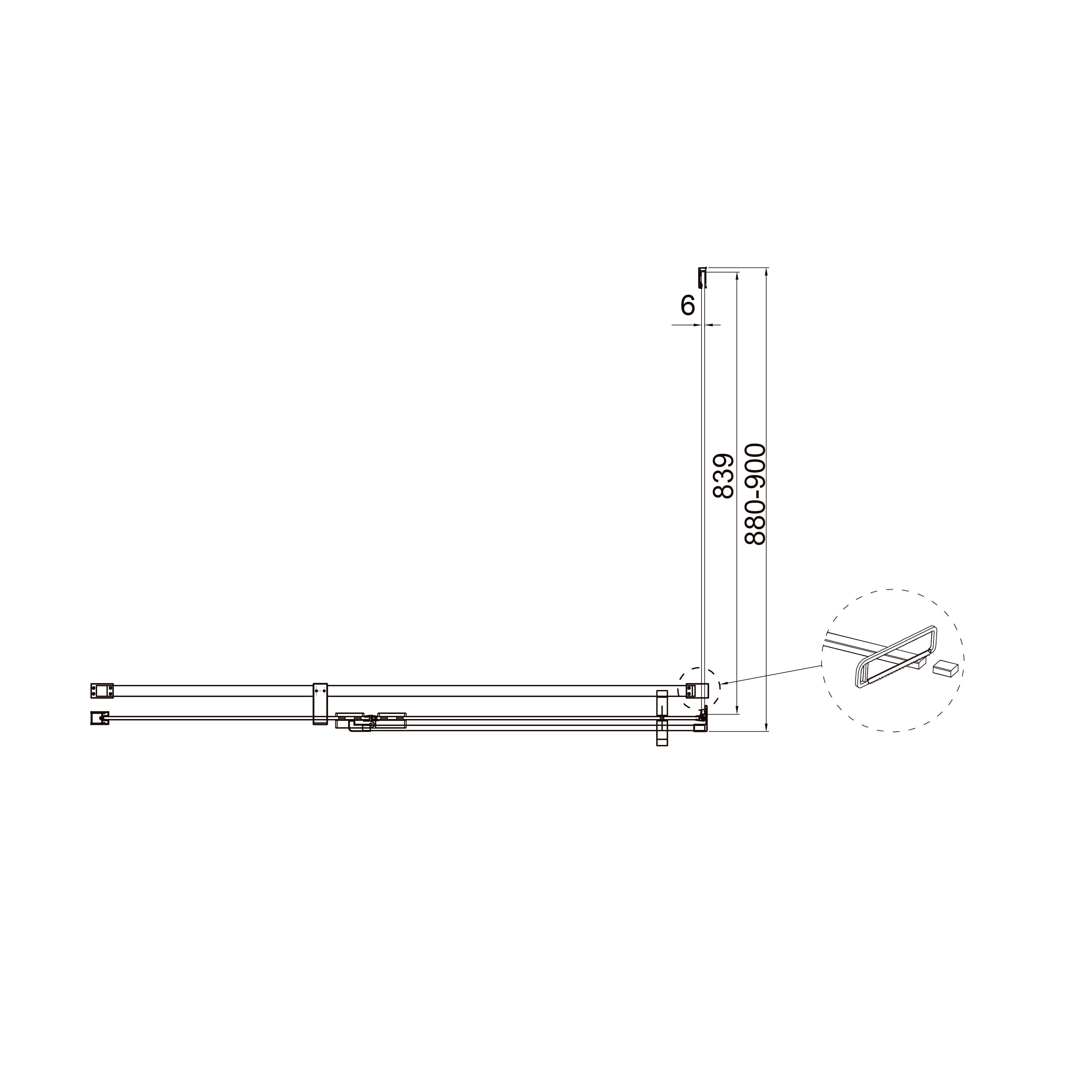 Cube Fixed side panel, frameless, 900x1950mm, chrome, 6mm clear glass