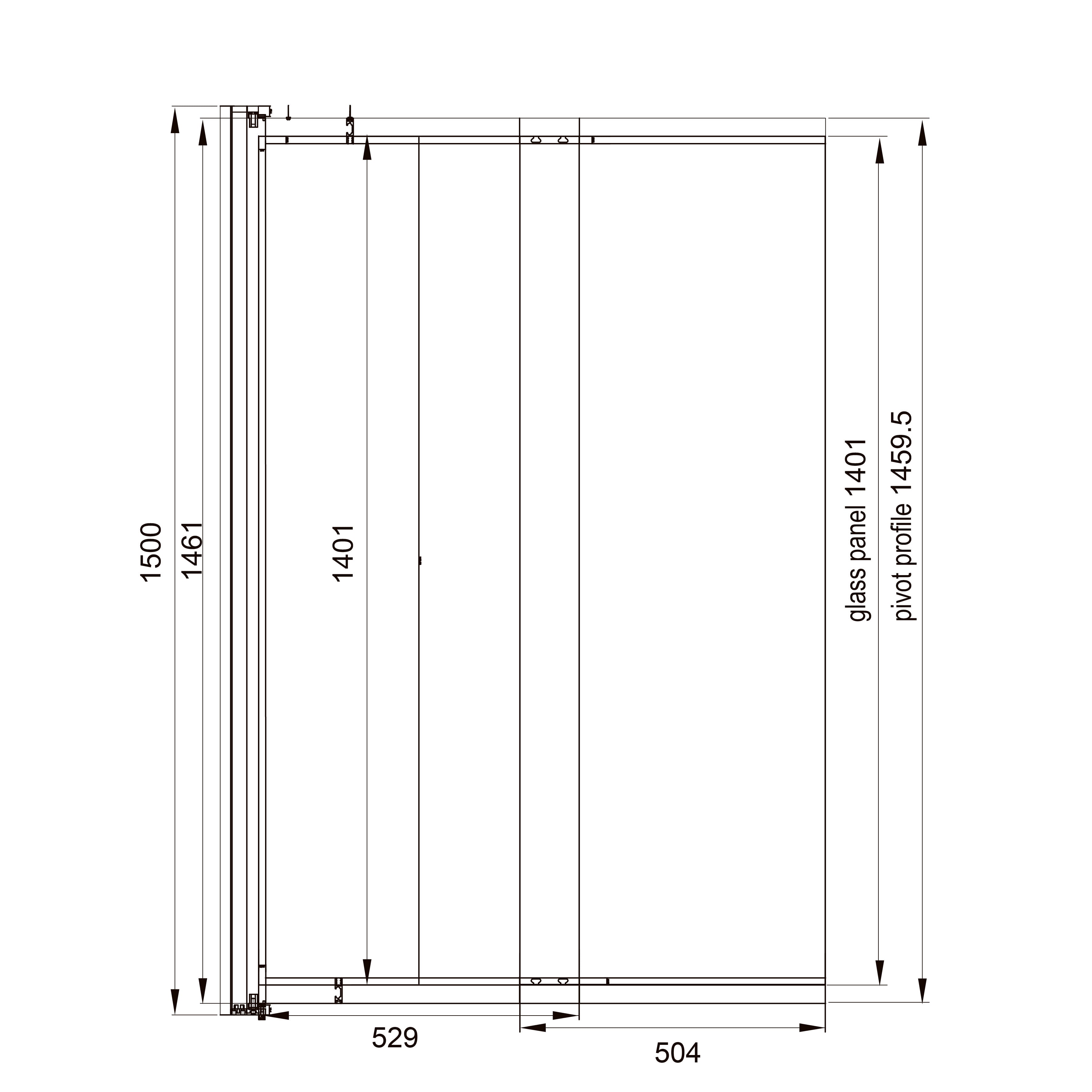 Style Mampara de bañera de dos elementos 1000×1500 mm, cromo, cristal europe grey de 6 mm