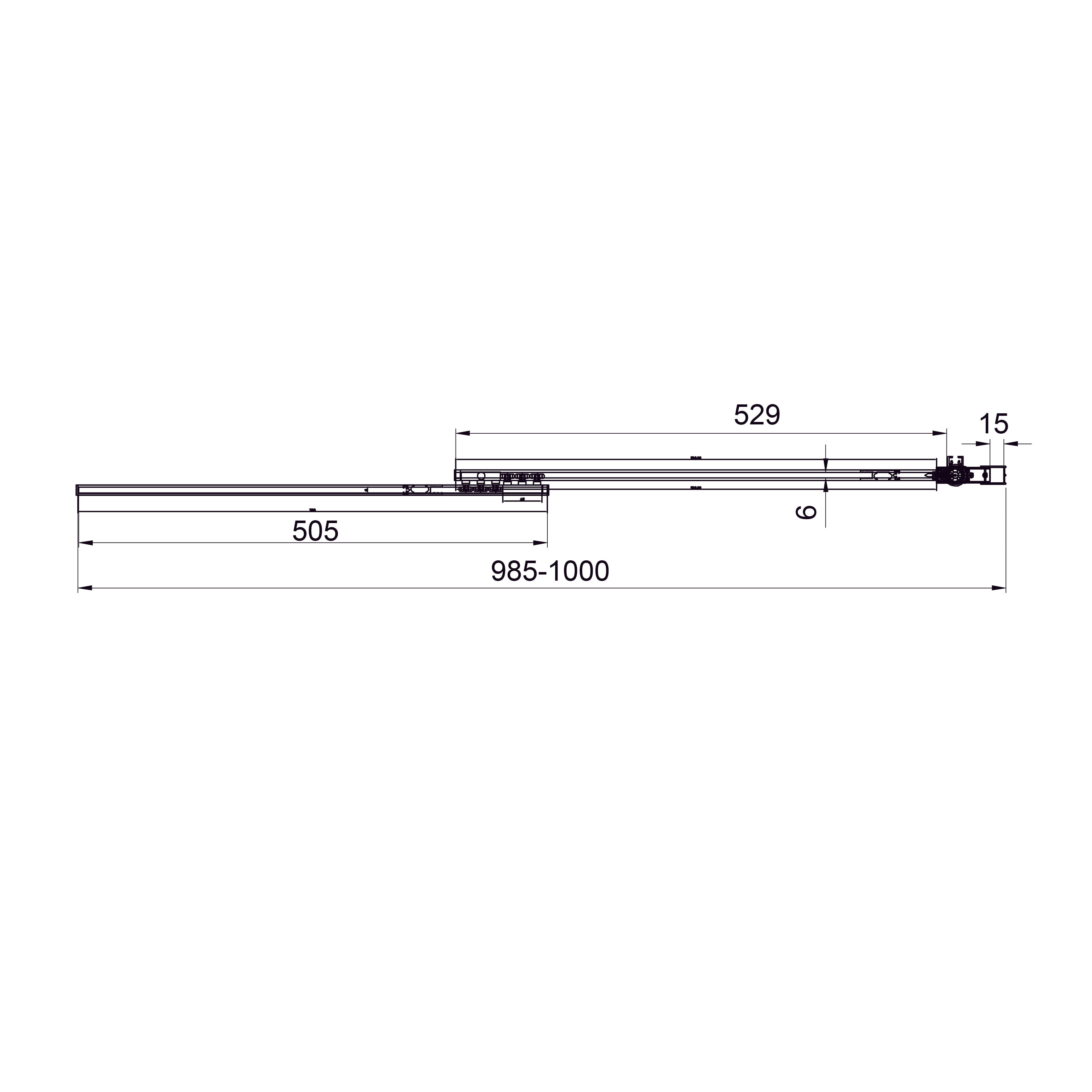 Шторка на ванну двоелементна Style 1000х1500мм black matt, скло 6мм clear