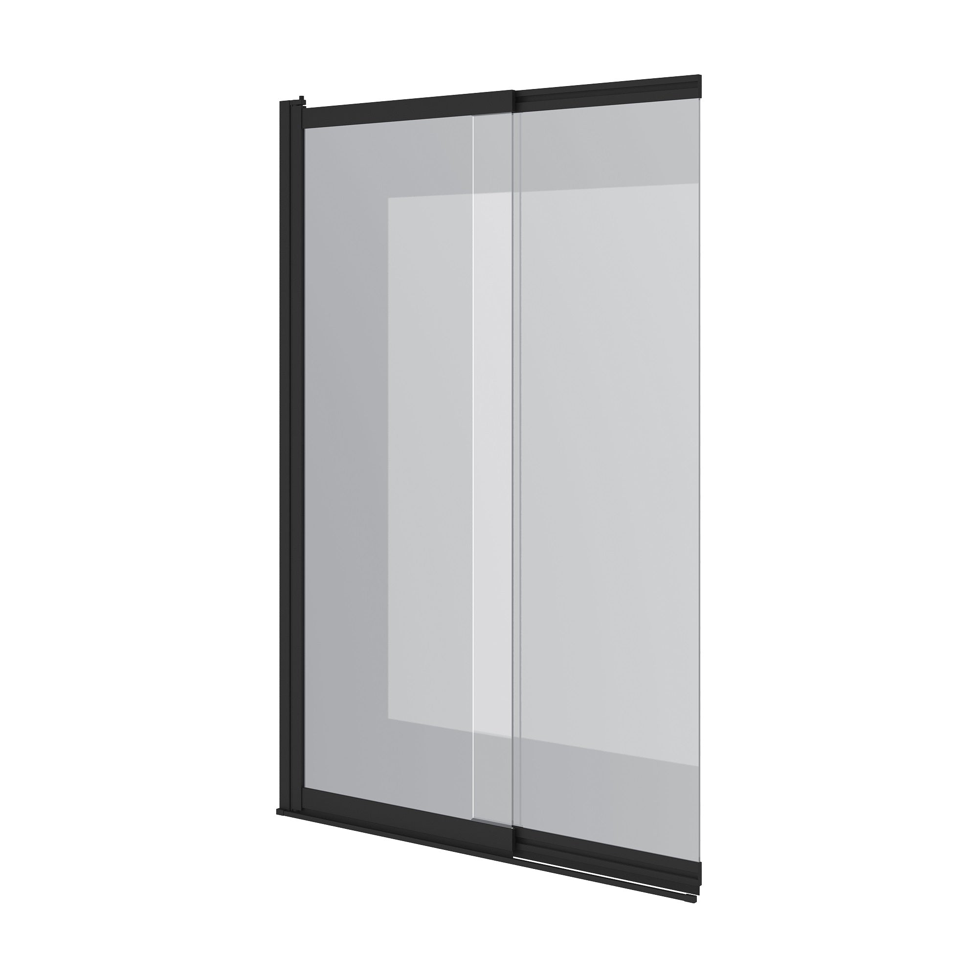 Style Mampara de bañera de dos elementos 1000×1500 mm, negro mate, cristal clear de 6 mm