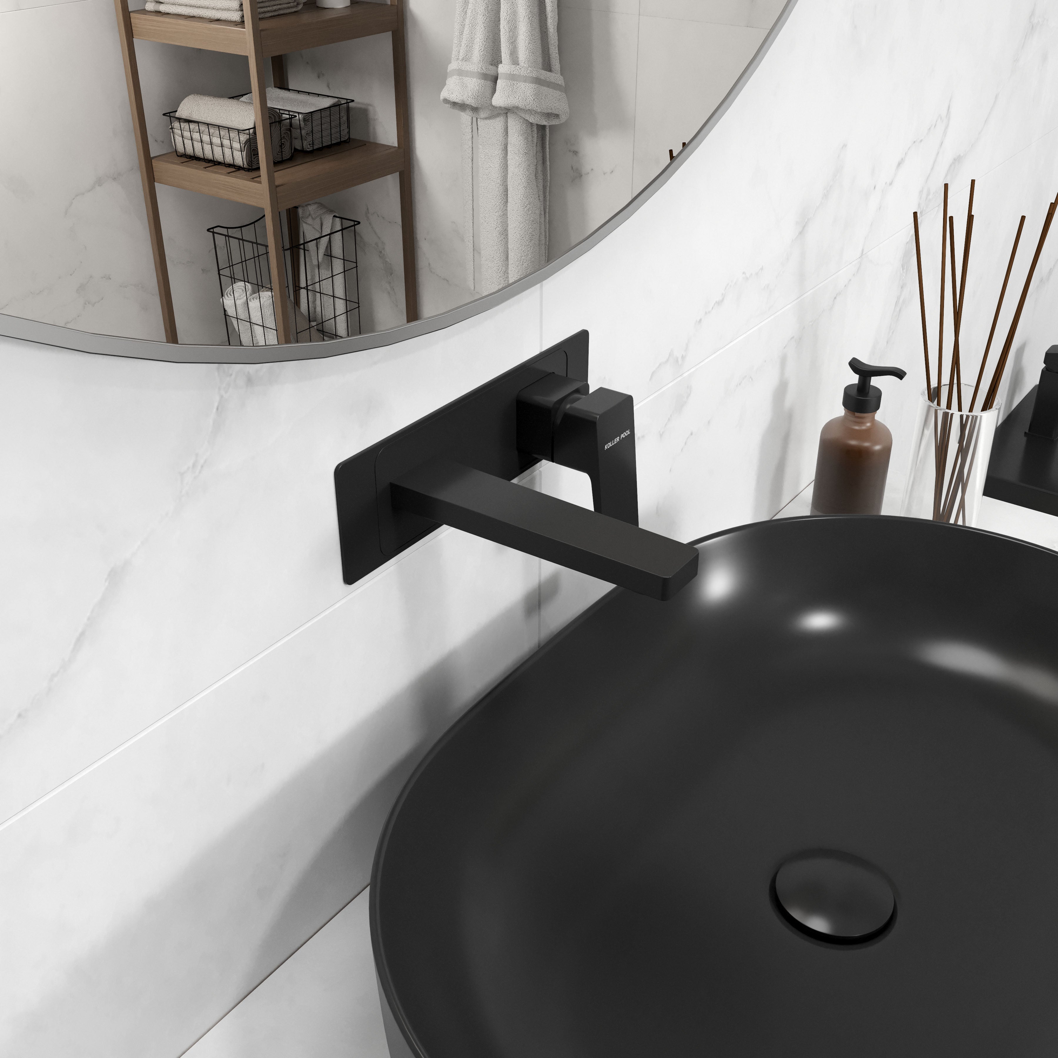 CUBE змішувач для умивальника вбудований, Black Matt