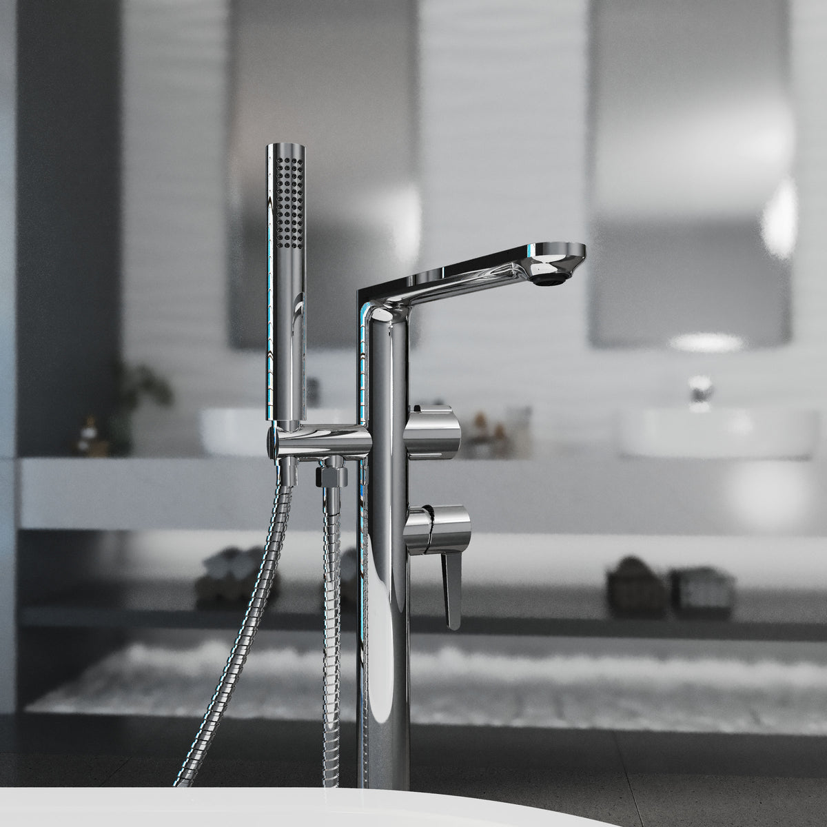 Dakota floor-standing bathtub faucet