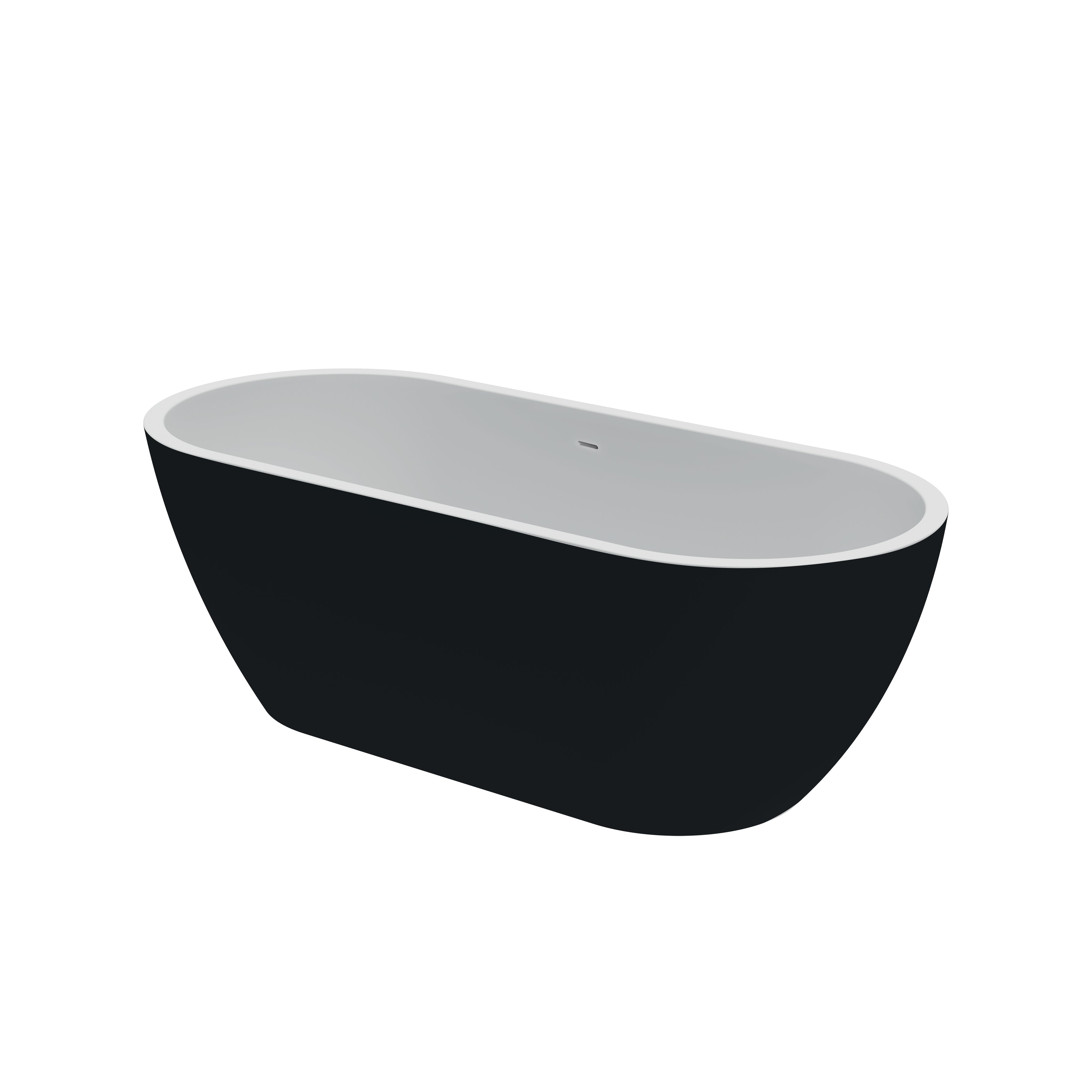 Ванна акрилова окремостояча суцільнолита AquaLuxe 1700x750 White/Matt Black з сифоном