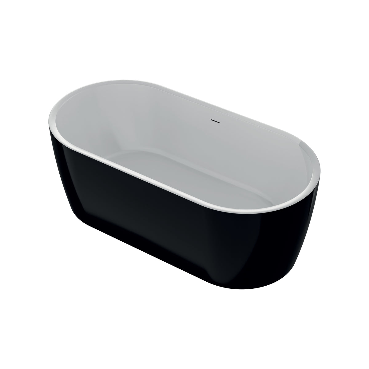 Freestanding seamless acrylic bathtub PureLine 1600x800 White / Matt Black with siphon
