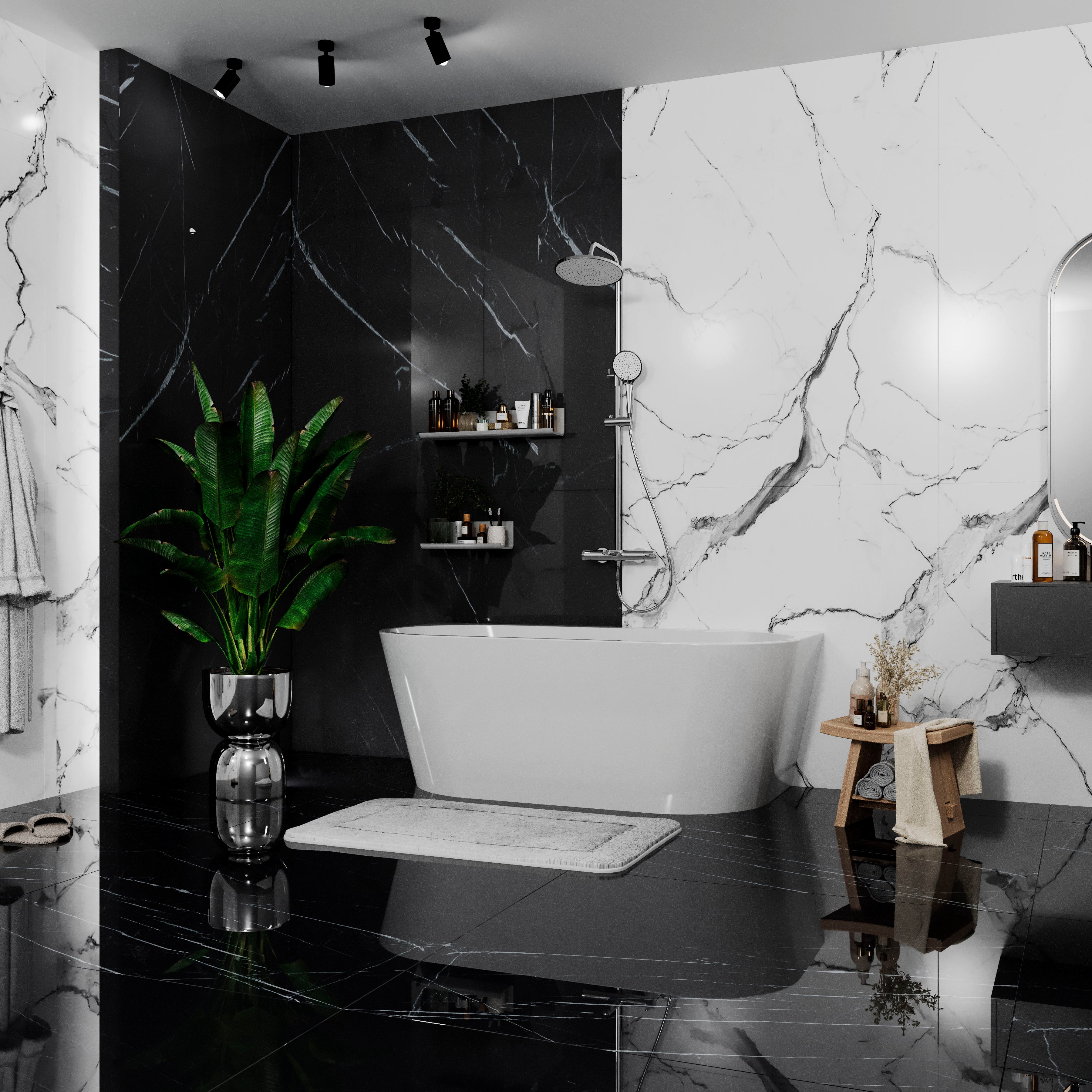 Freestanding seamless wall-adjacent acrylic bathtub Euforia 1600x750 White with siphon