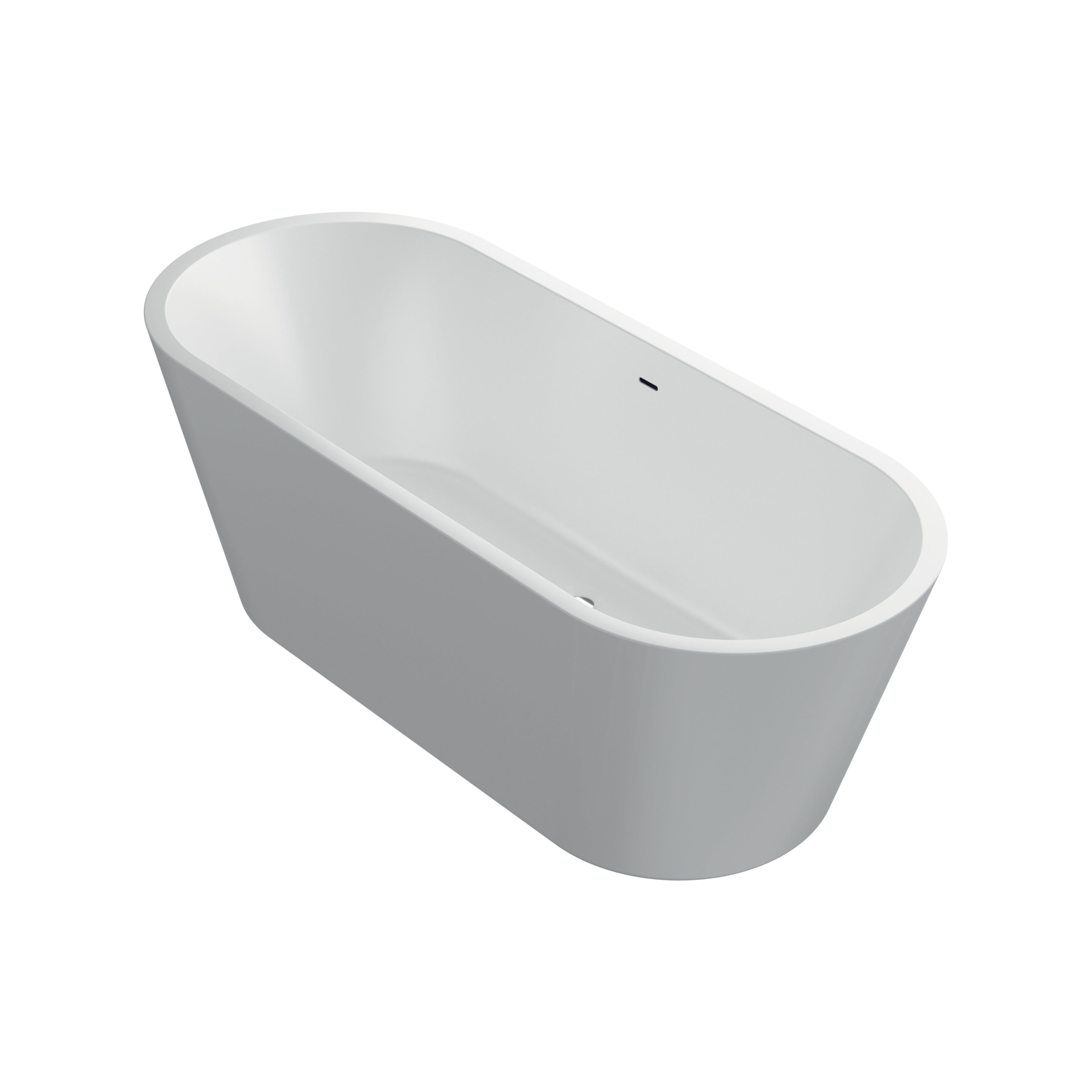 Freistehende, nahtlose Acrylbadewanne Elara 1700x700 White mit Siphon
