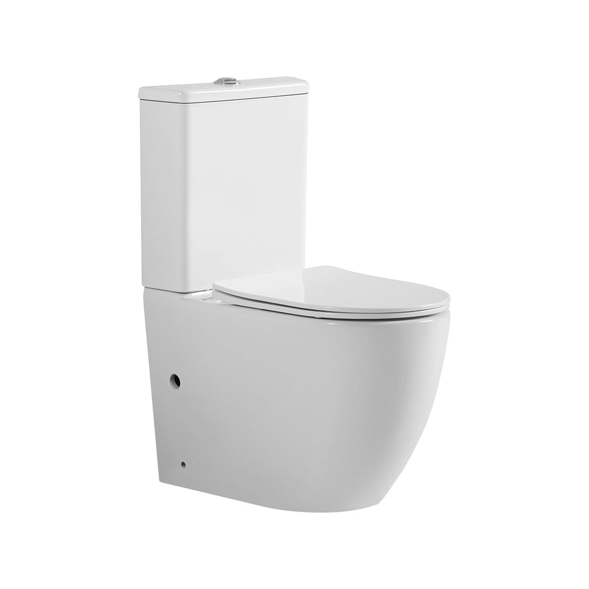 TWIN Compacto: inodoro de pie con asiento Soft-close + cisterna (descarga Rimless)