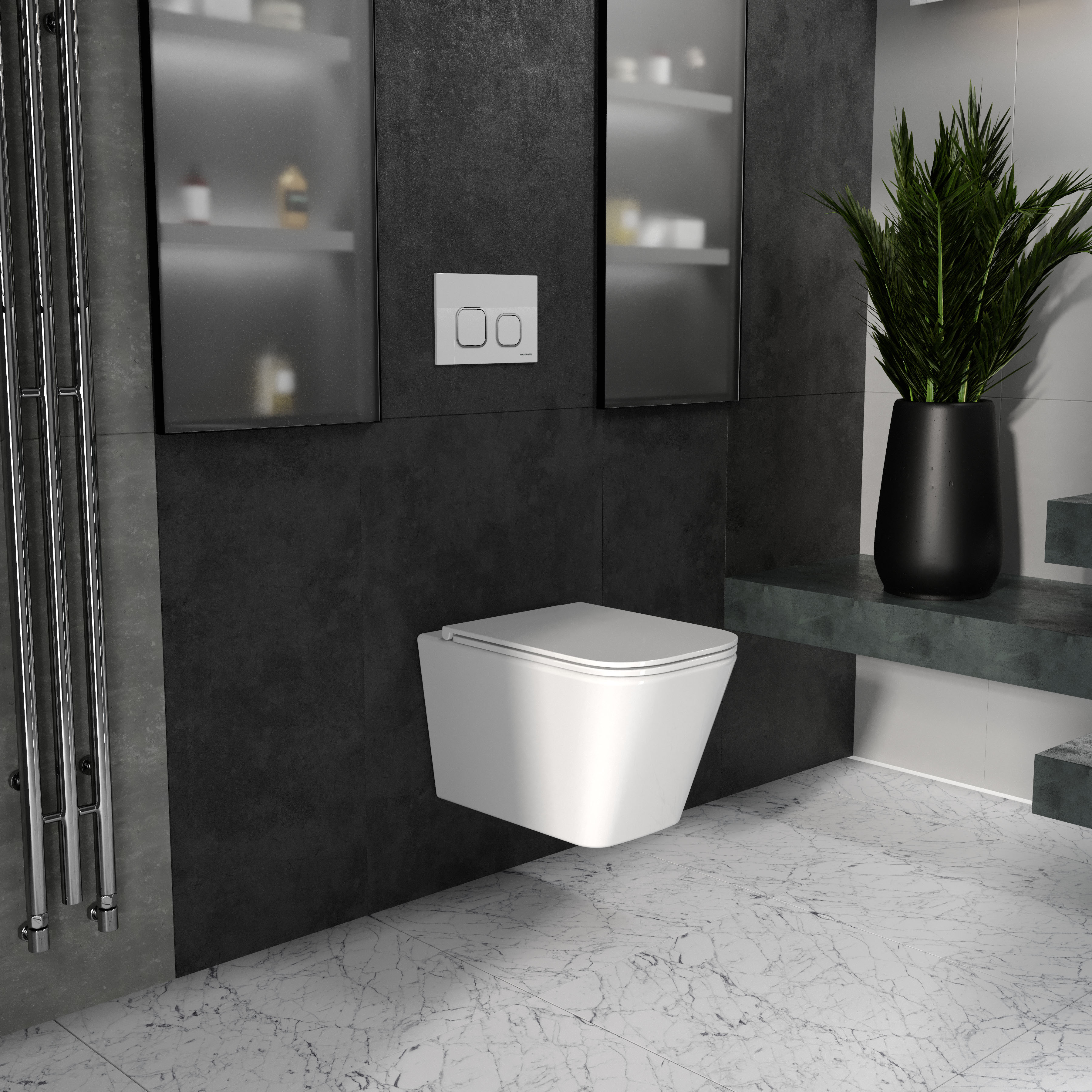 Podwieszana toaleta KVADRO z deską wolnoopadającą (spłukiwanie Tornado 3.0)