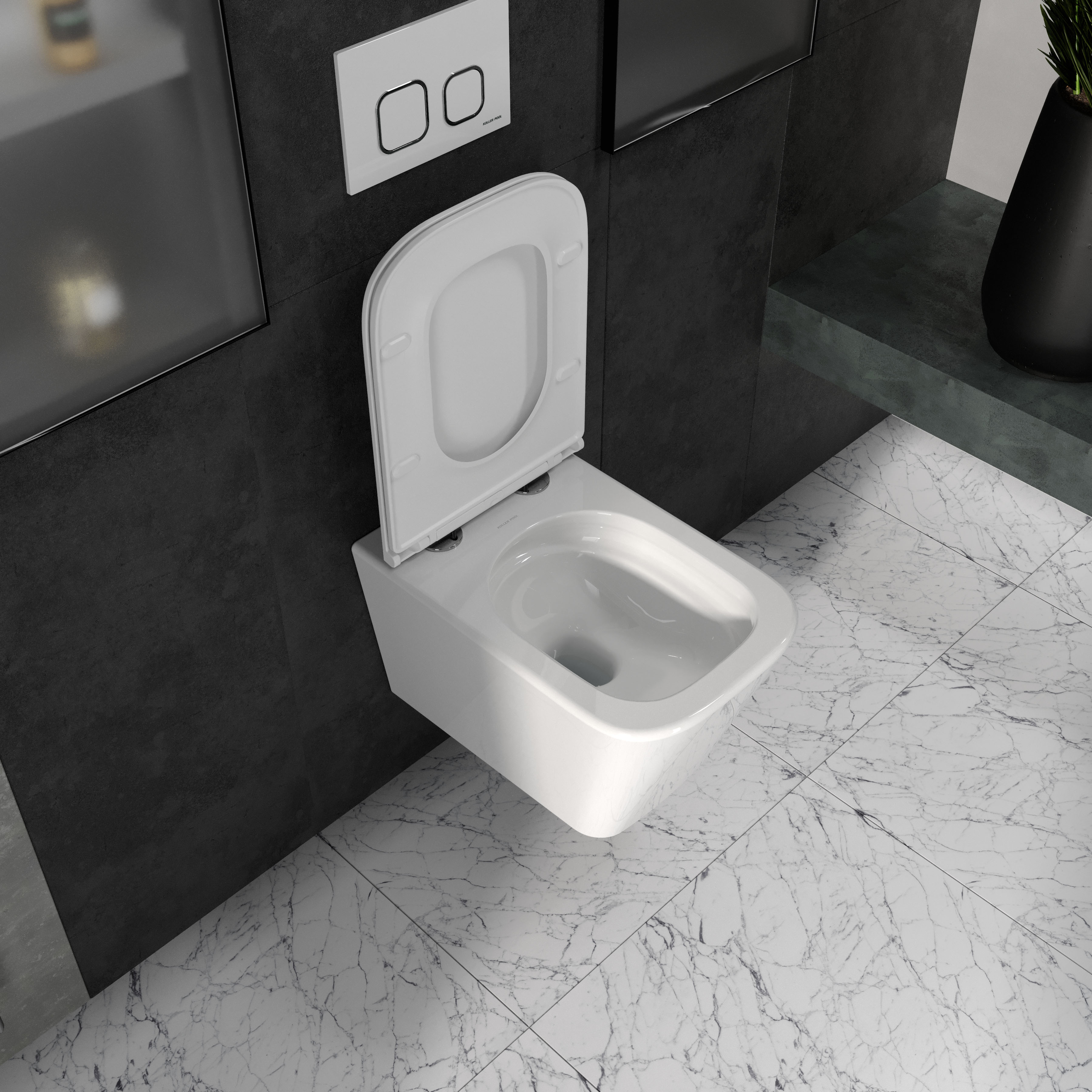 Podwieszana toaleta KVADRO z deską wolnoopadającą (spłukiwanie Tornado 3.0)