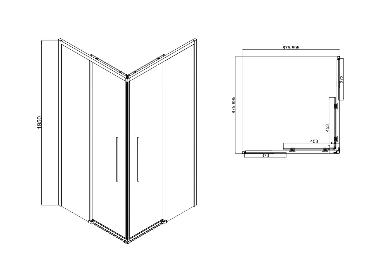 Душова кабіна розсувна, квадратна Proxima 900*900*1950мм, gun metal, cкло 6мм, clear