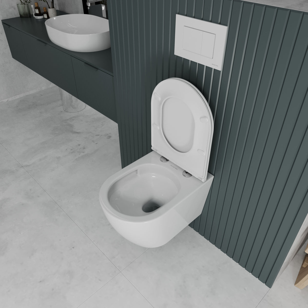 EDGE inodoro suspendido con asiento Soft-close (descarga Tornado)
