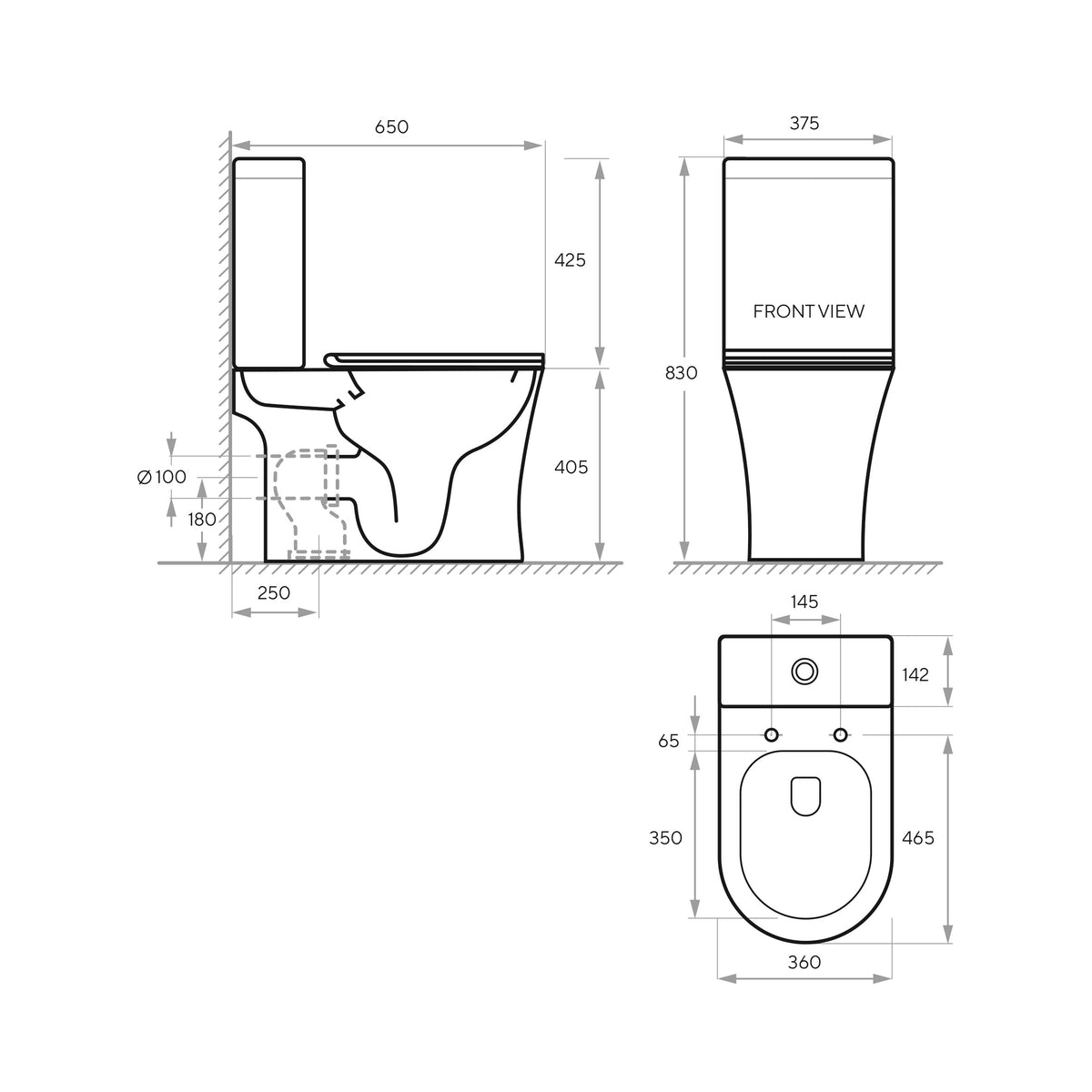 DAKOTA-Set: Stand-WC mit Soft-Close-Sitz + Spülkasten (Rimless-Spülung)