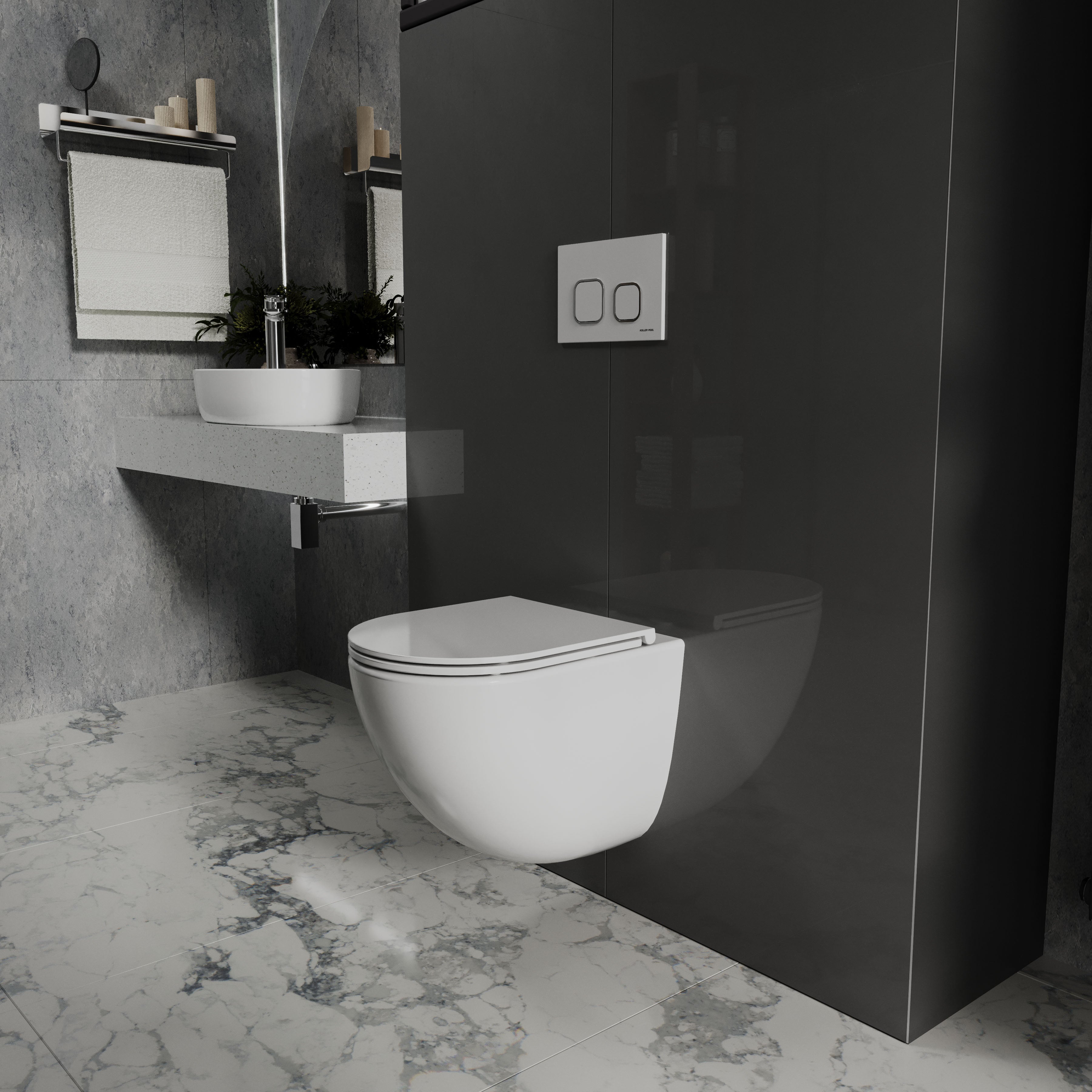 Závěsná toaleta ROUND PRO Smart s tlumeným sklápěním sedátka (splachování Tornado 3.0)