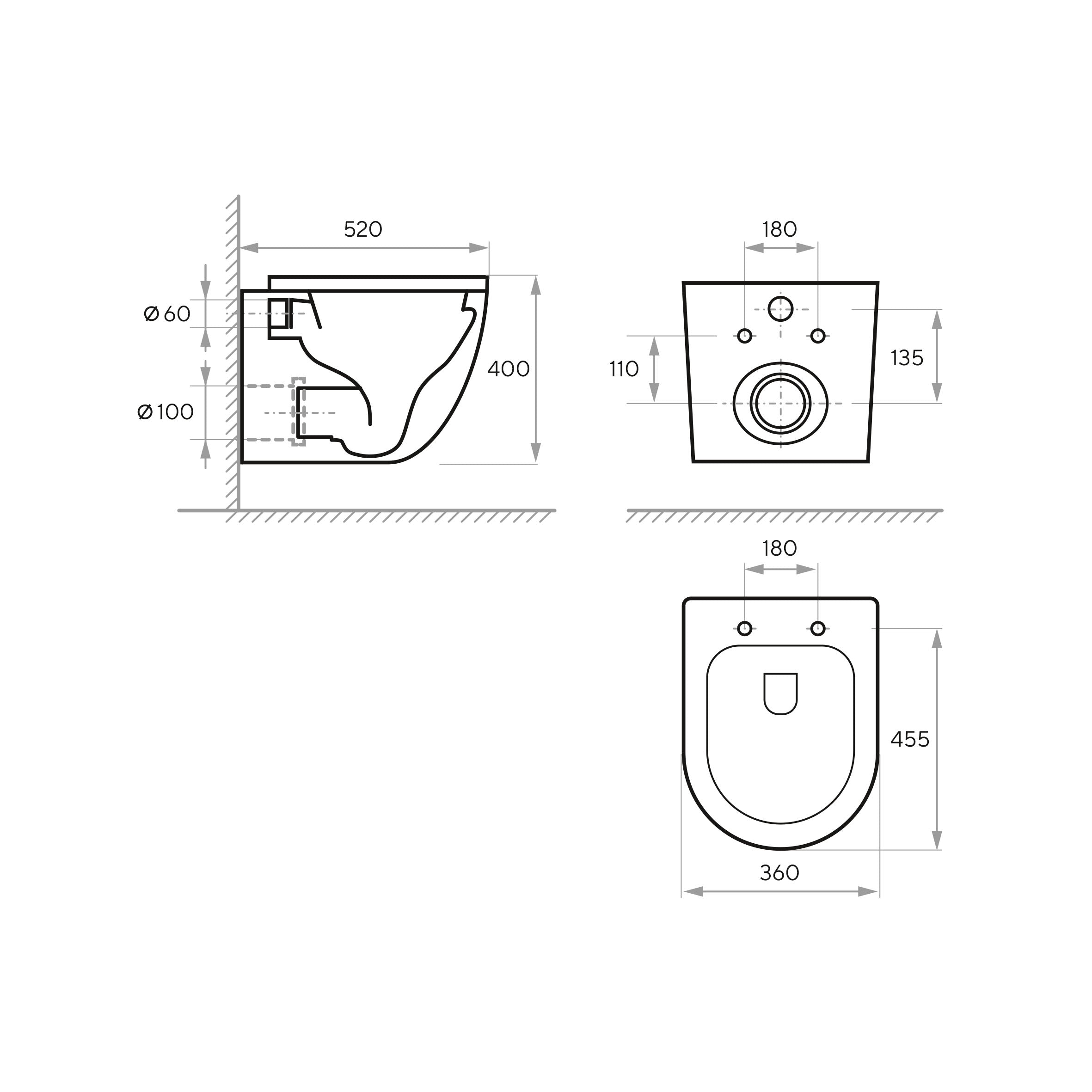 Závěsná toaleta ROUND PRO s tlumeným sklápěním sedátka (splachování Tornado 3.0)