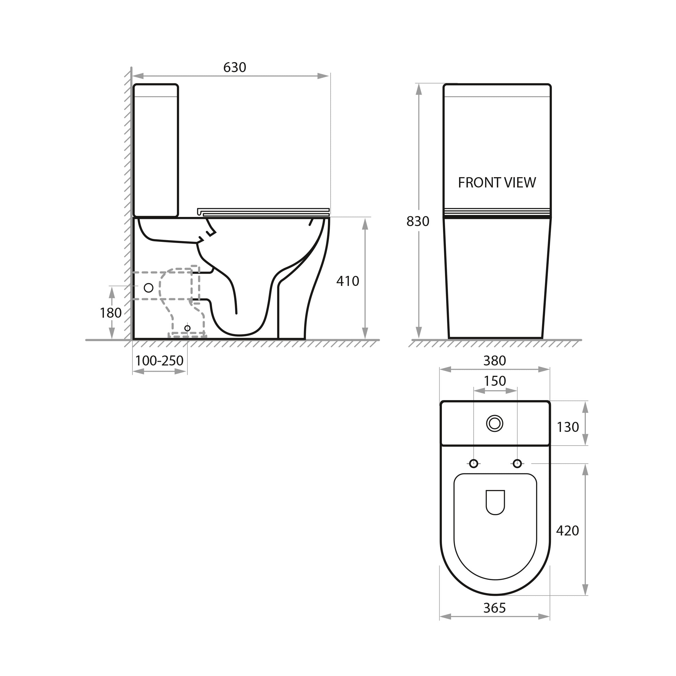 Sada PURE: stojící toaleta s tlumeným sklápěním sedátka + nádržka (splachování Tornado)